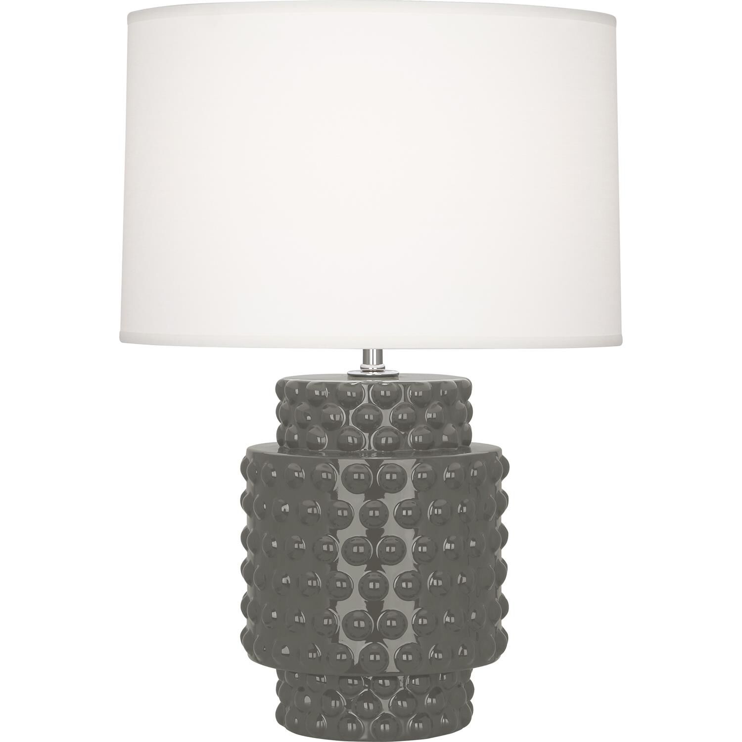 Shown in Ash Glazed Textured Ceramic finish and Fondine Fabric shade