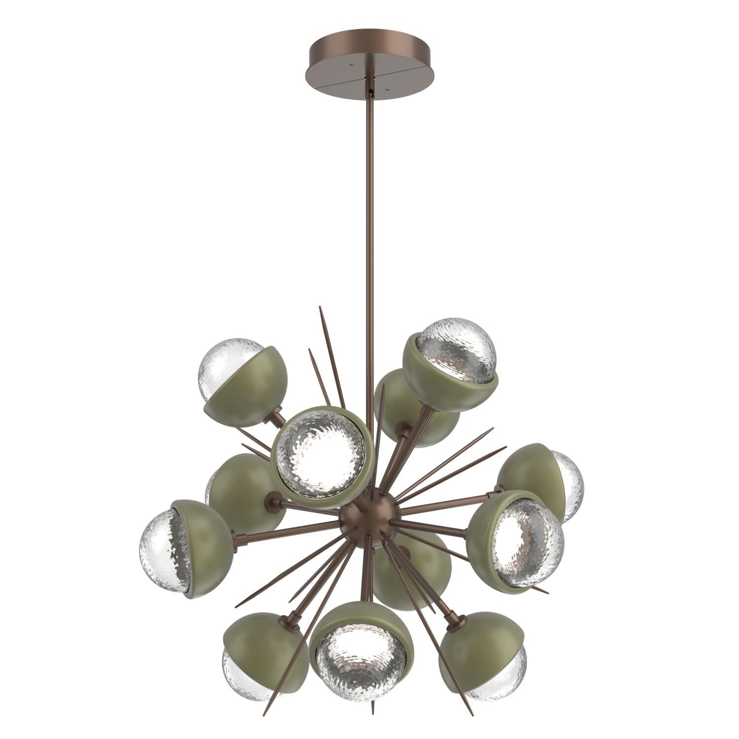 Shown in Burnished Bronze finish and Clear glass and Sage Green accent
