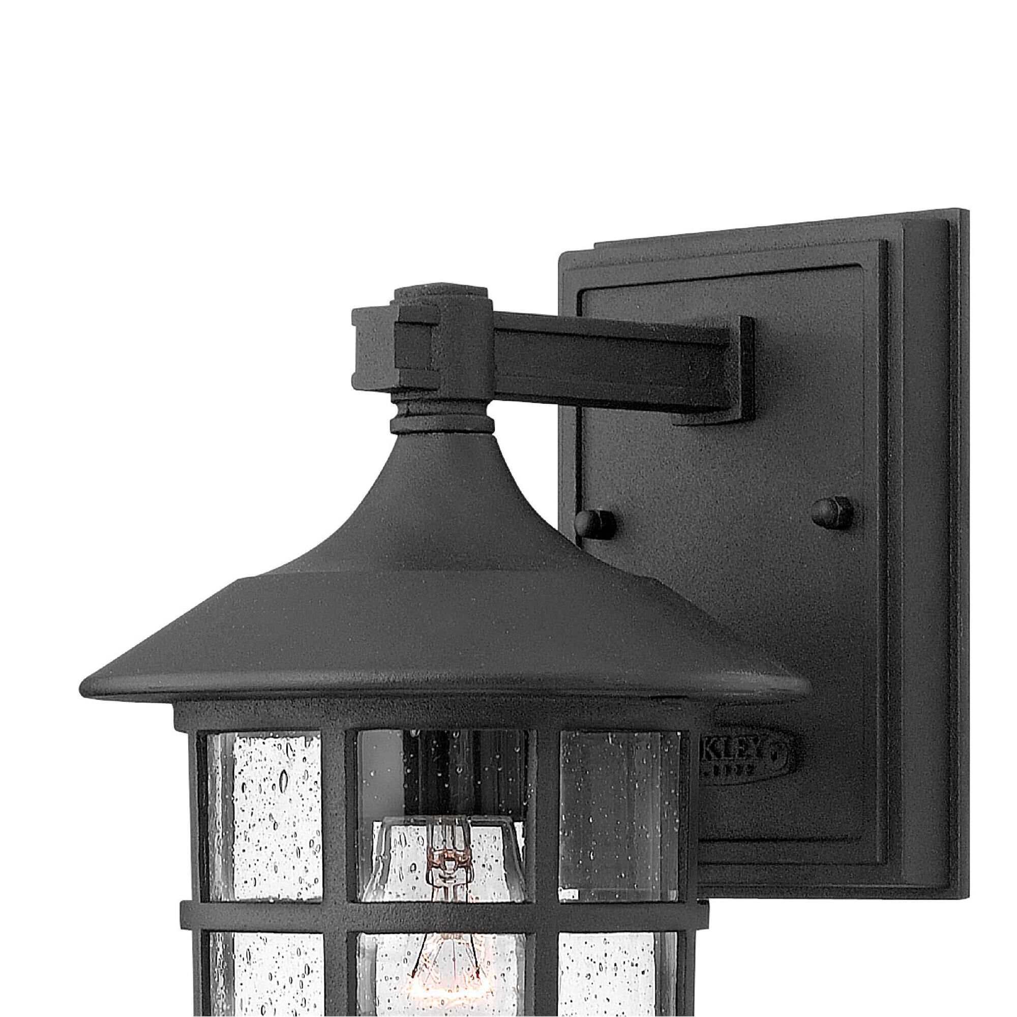 Shown in Black finish and Clear Seedy glass