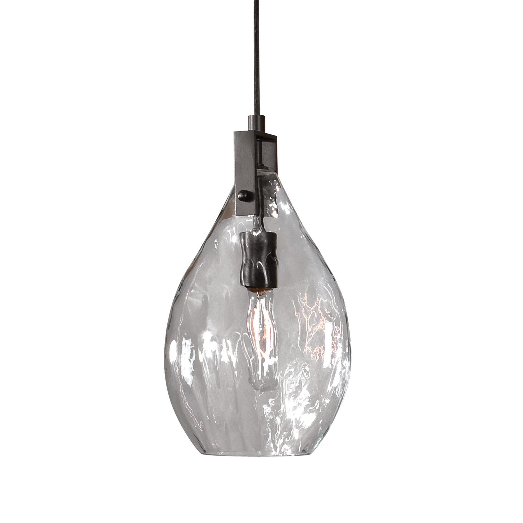 Shown in Matte Black finish and Watered glass
