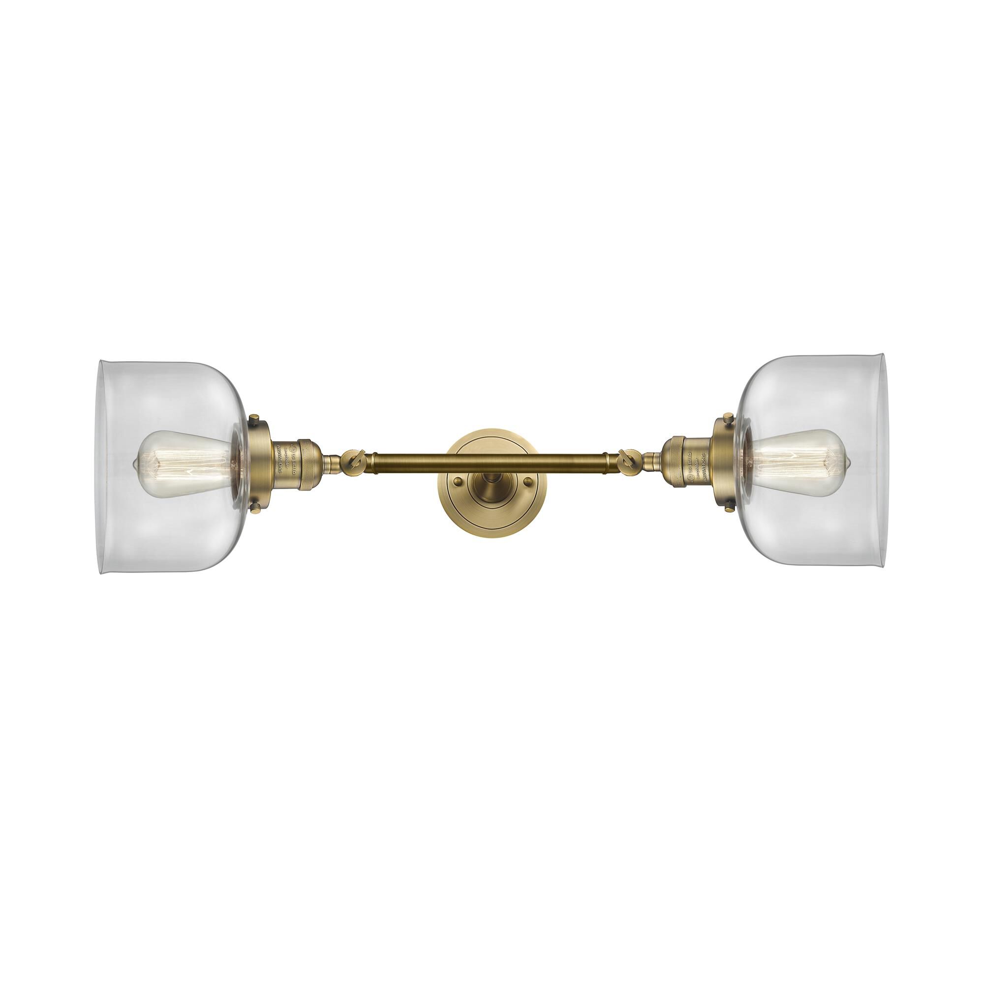 Shown in Brushed Brass finish and Clear glass