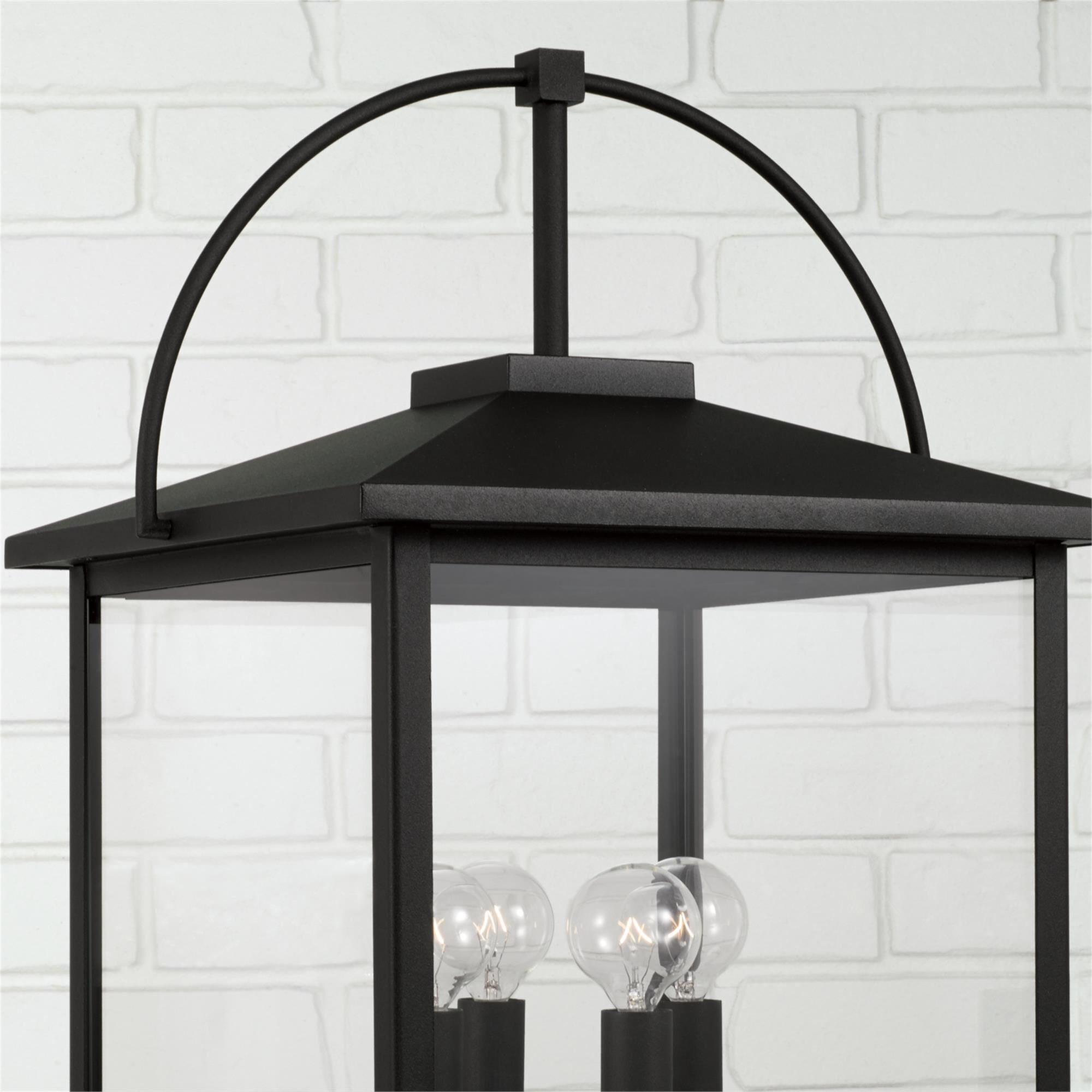 Shown in Black finish and Clear glass