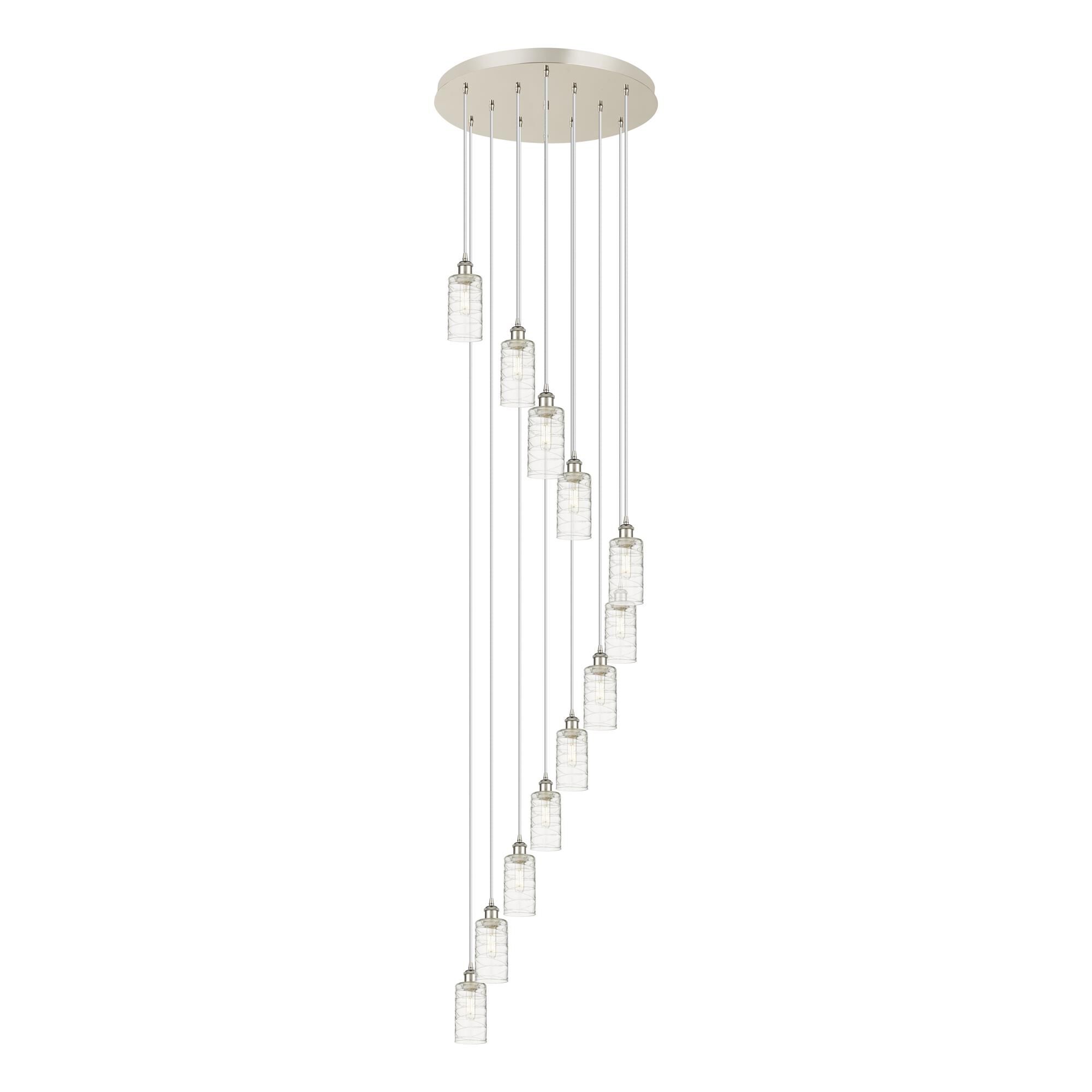 Shown in Polished Nickel finish and Deco Swirl shade