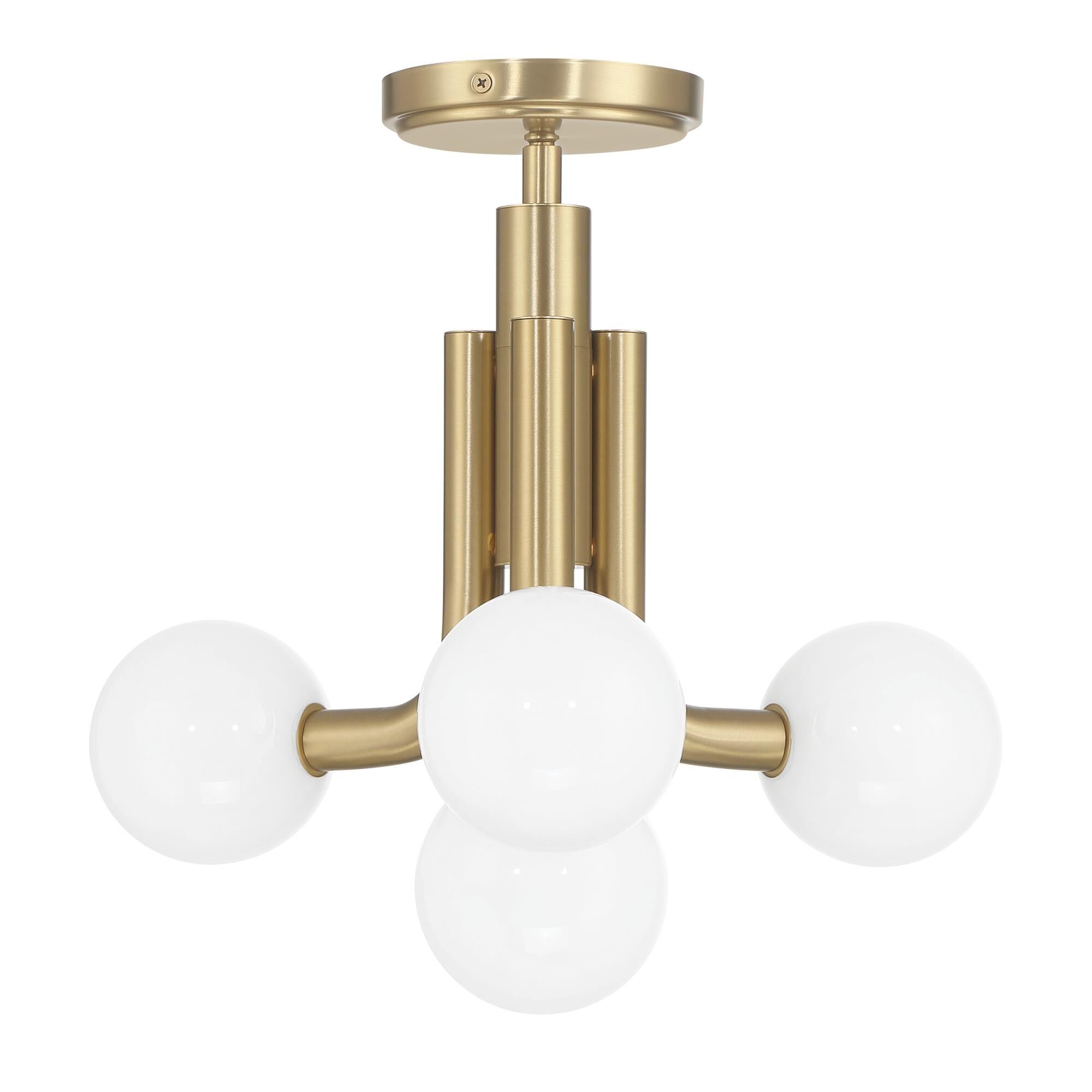 Shown in Champagne Gold finish and Opal glass