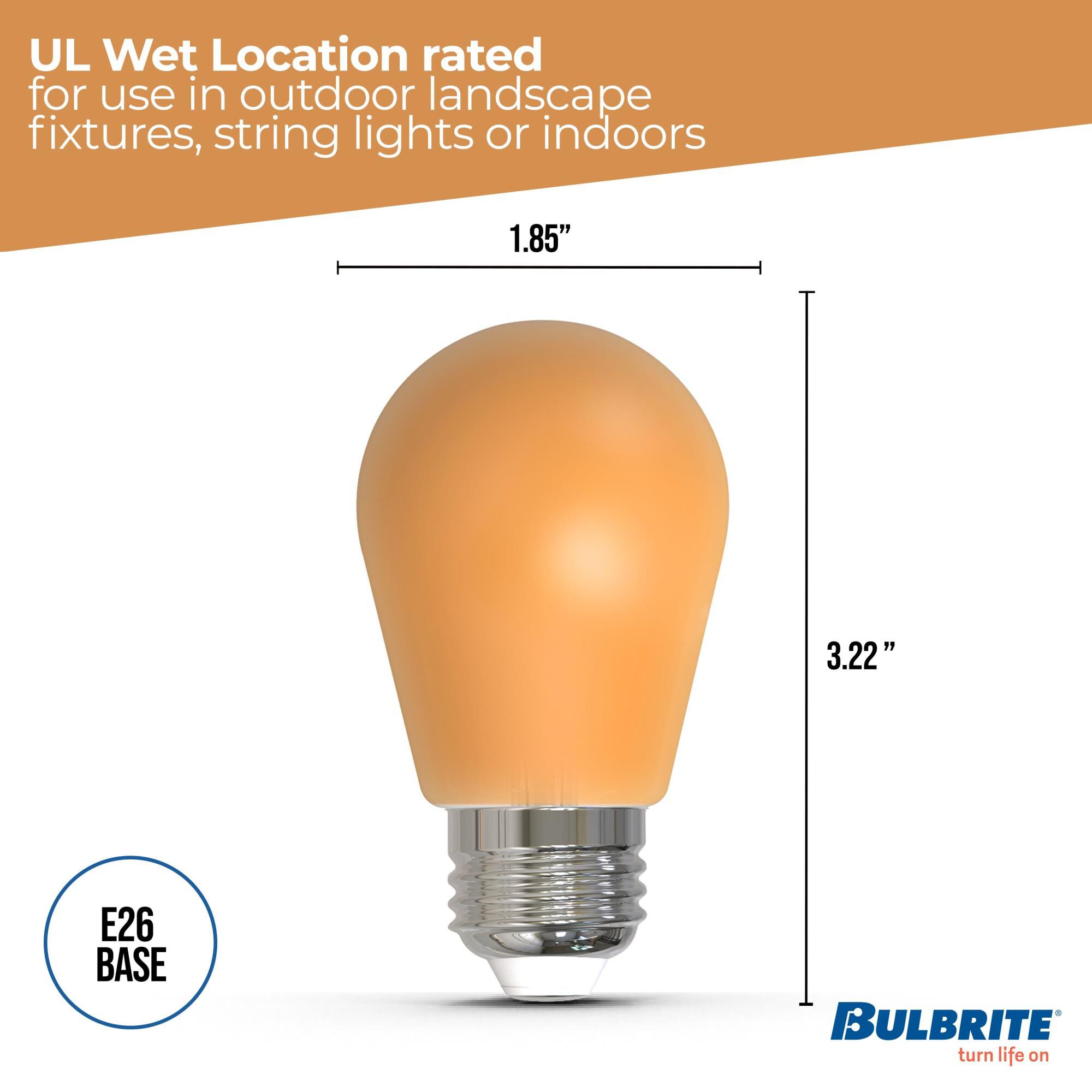 Ceramic Amber S14 Base E26 LED Light Bulb by Bulbrite