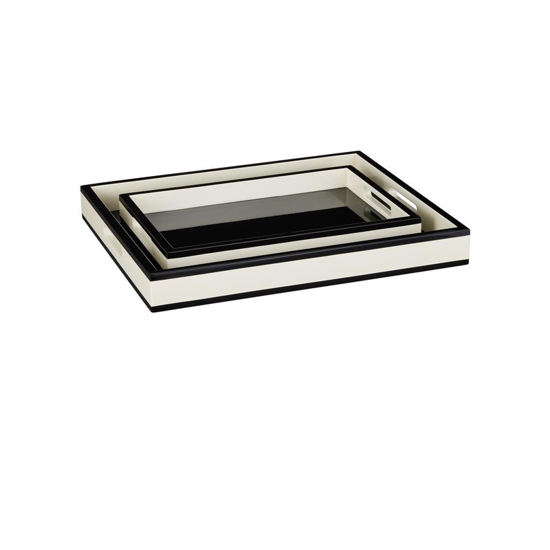 Ivory Lacquer Tray Set of 2 by Currey & Company