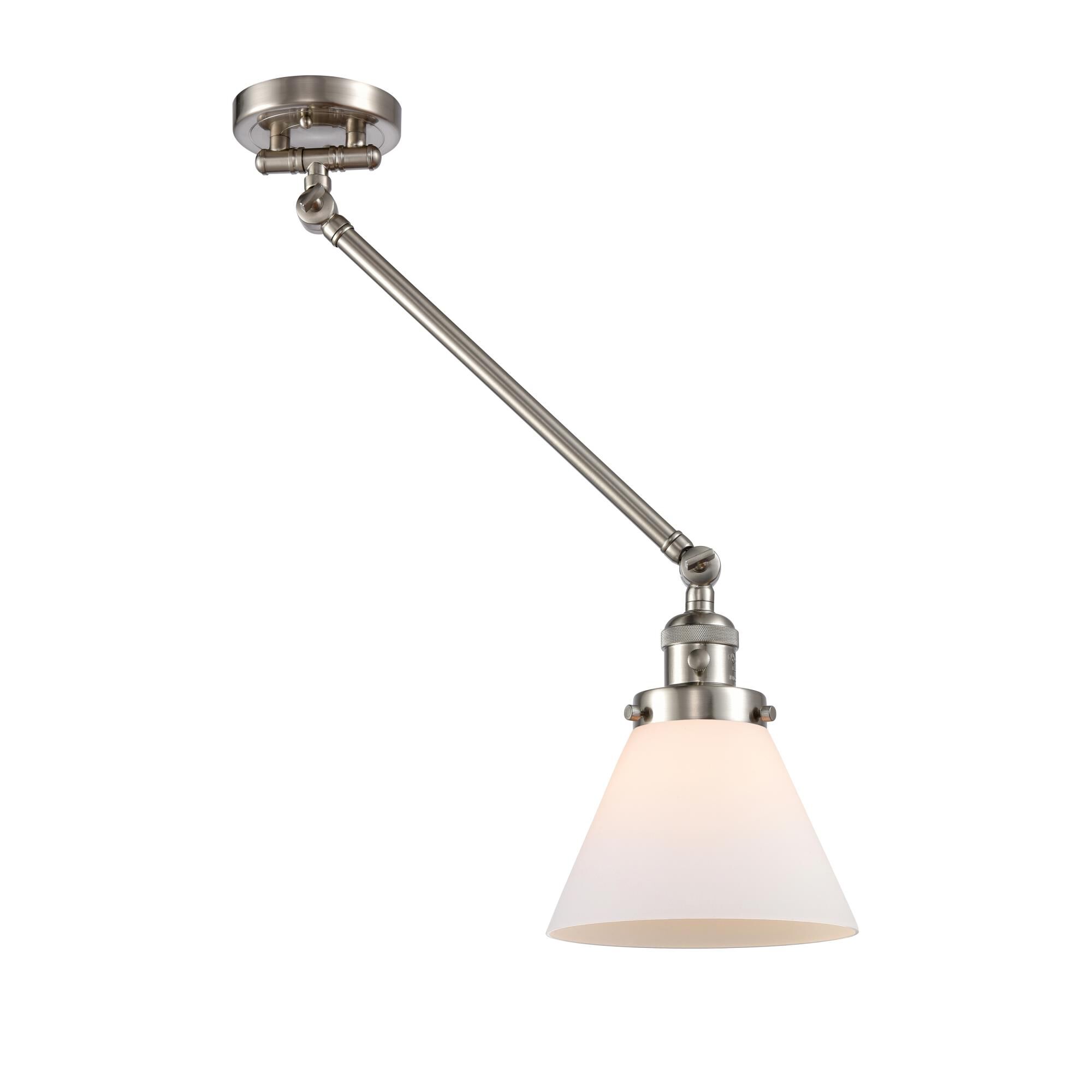 Shown in Brushed Satin Nickel finish and Matte White Cased glass