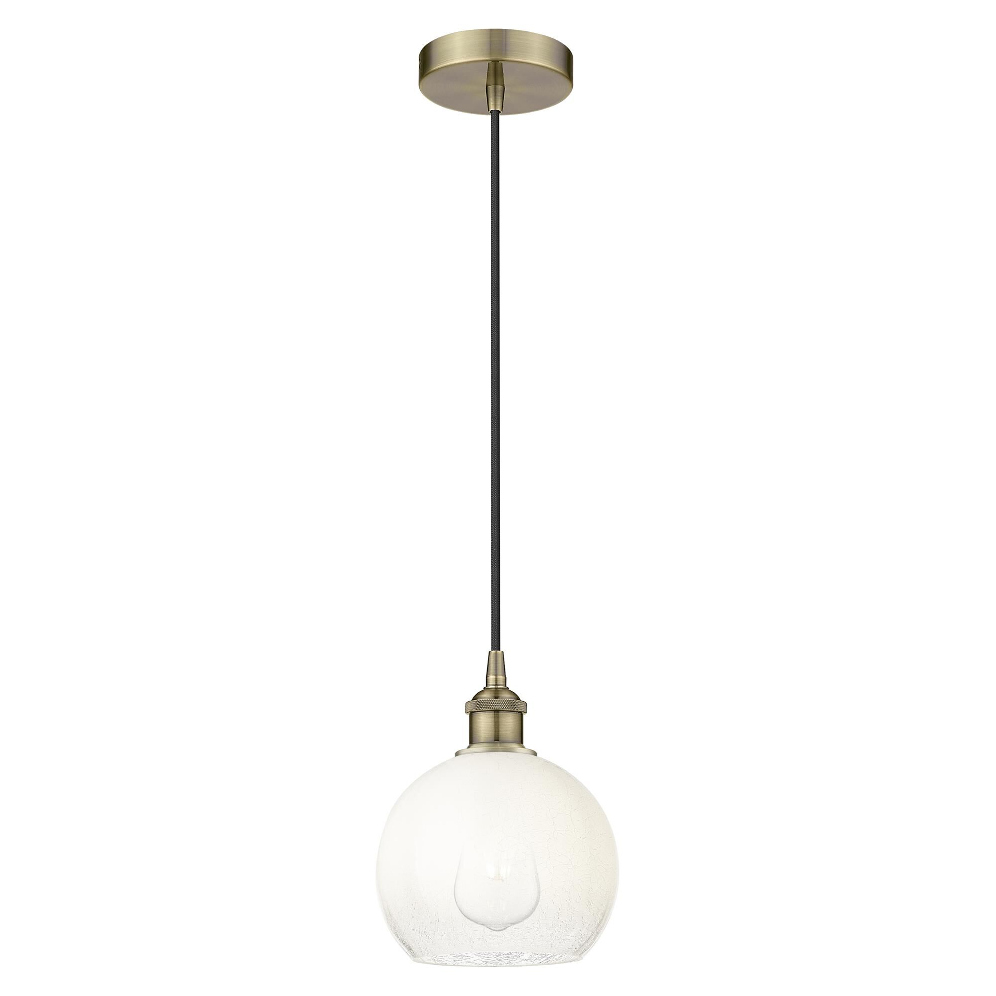 Shown in Antique Brass finish and Opal glass