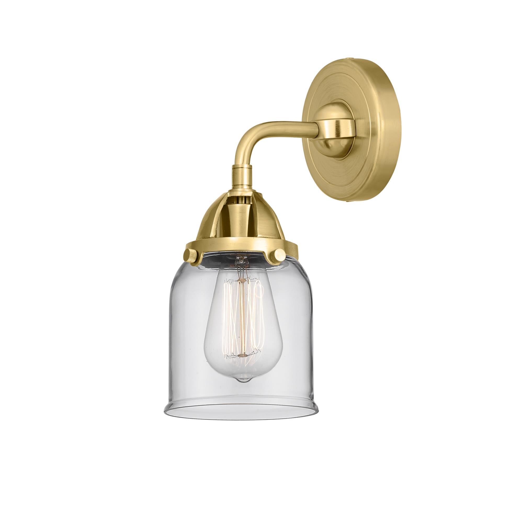 Shown in Satin Gold finish and Clear glass