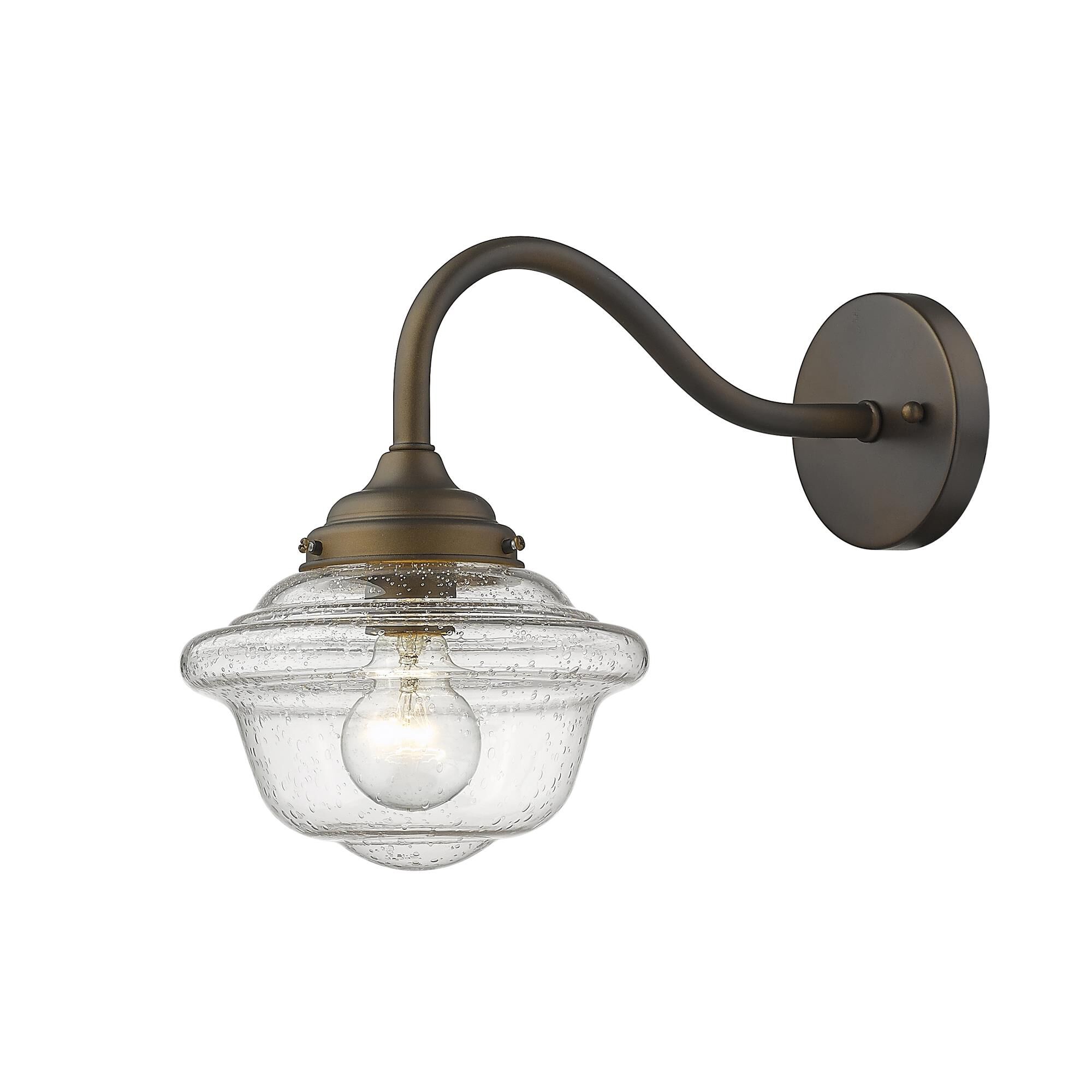 Shown in Oil-Rubbed Bronze finish and Clear glass and Clear, Seedy Glass shade