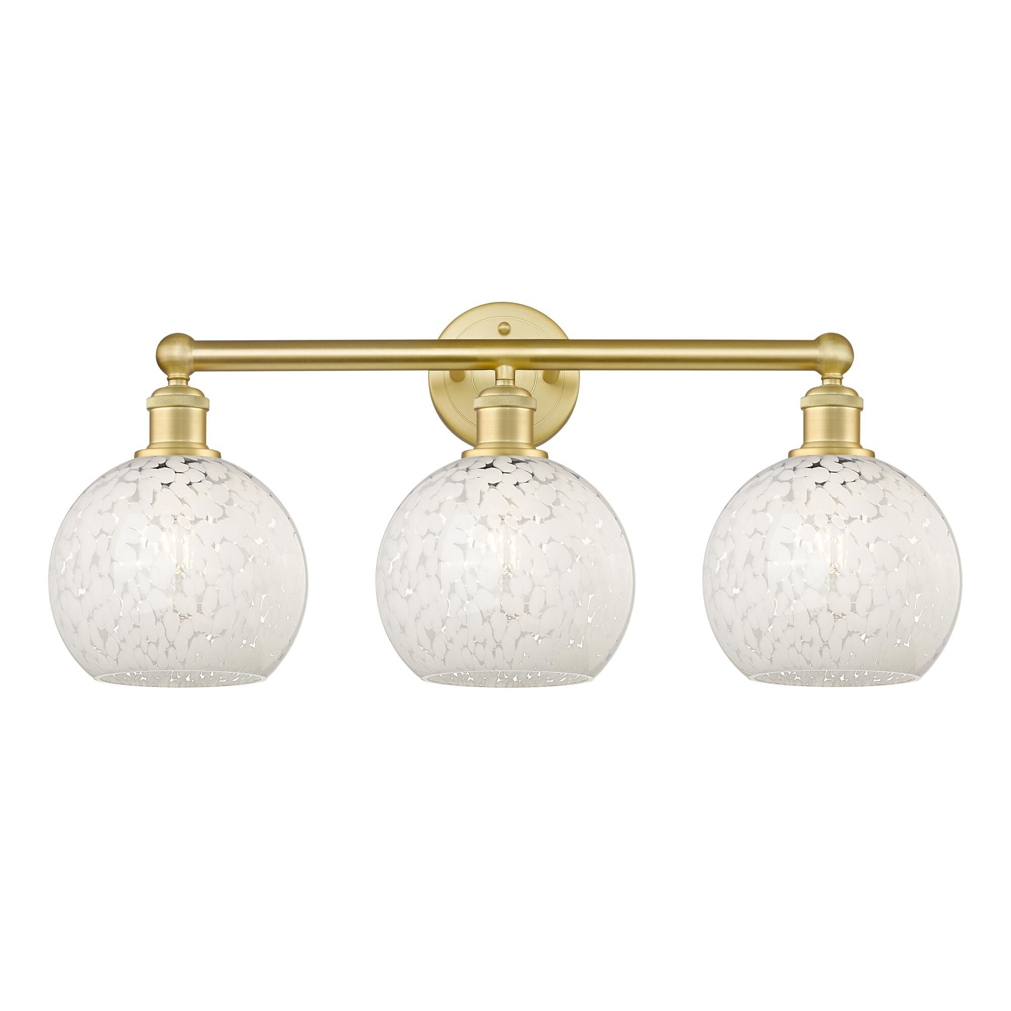 Shown in Satin Gold finish and White Mouchette glass
