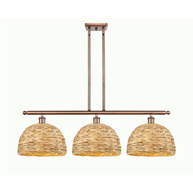Bruno Marashlian Woven Rattan 38 Inch Linear Suspension Light by Innovations Lighting