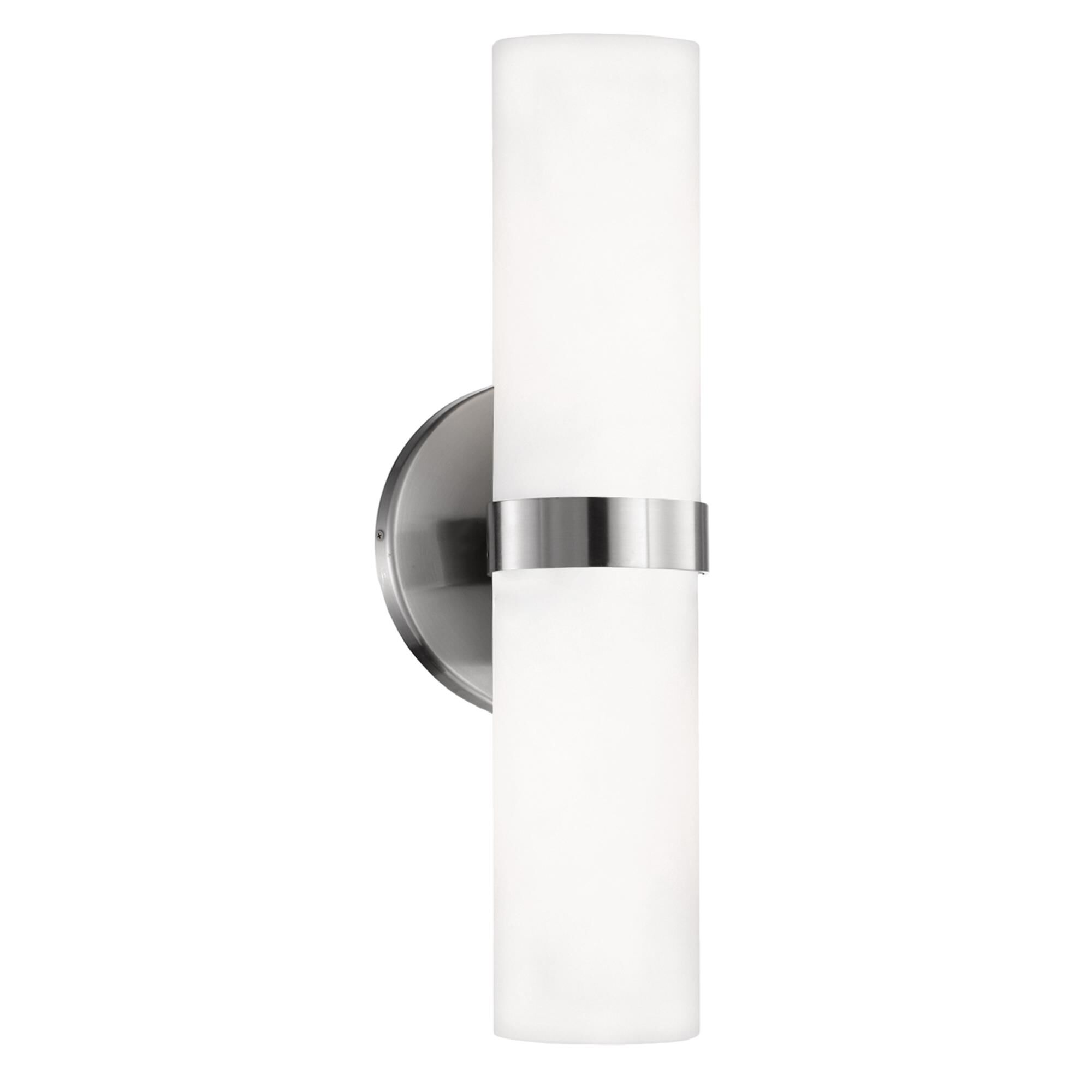 Shown in Brushed Nickel finish and White Opal glass