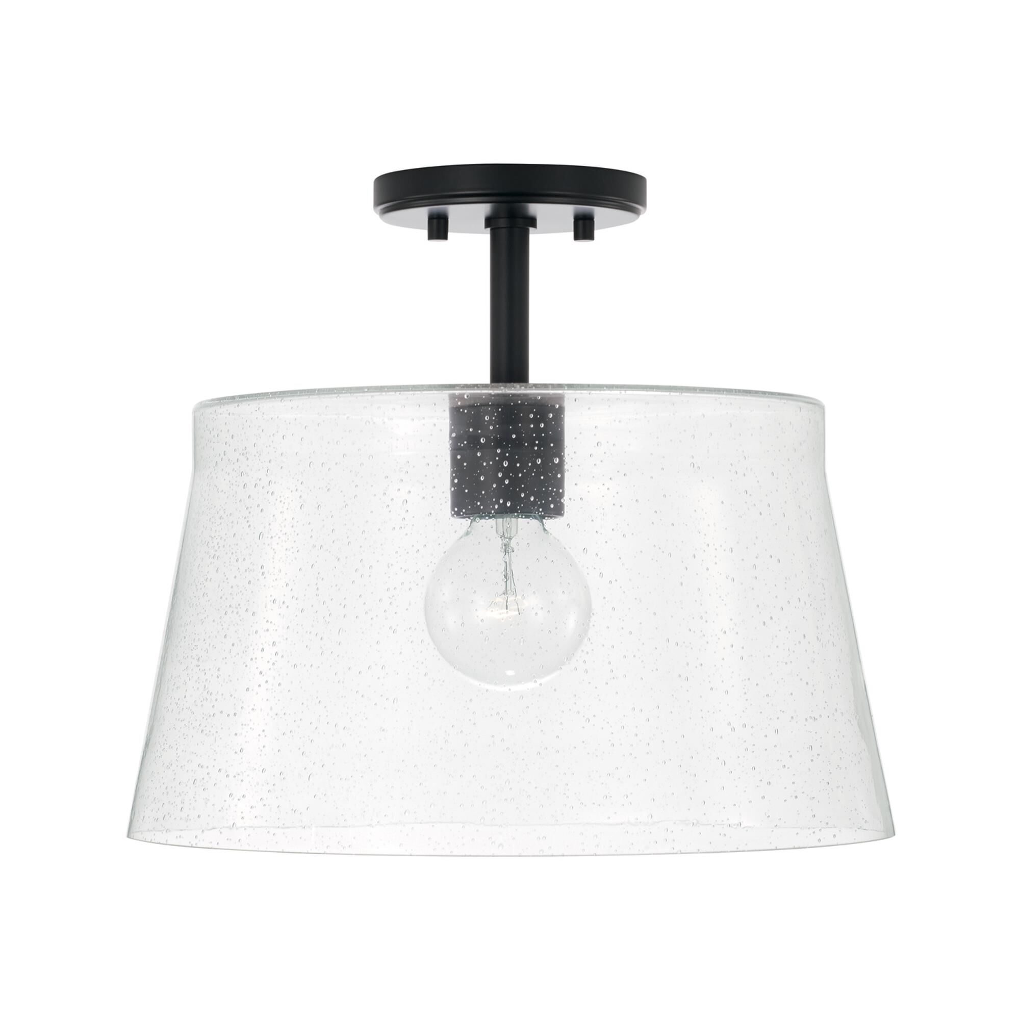 Shown in Matte Black finish and Clear Seeded glass