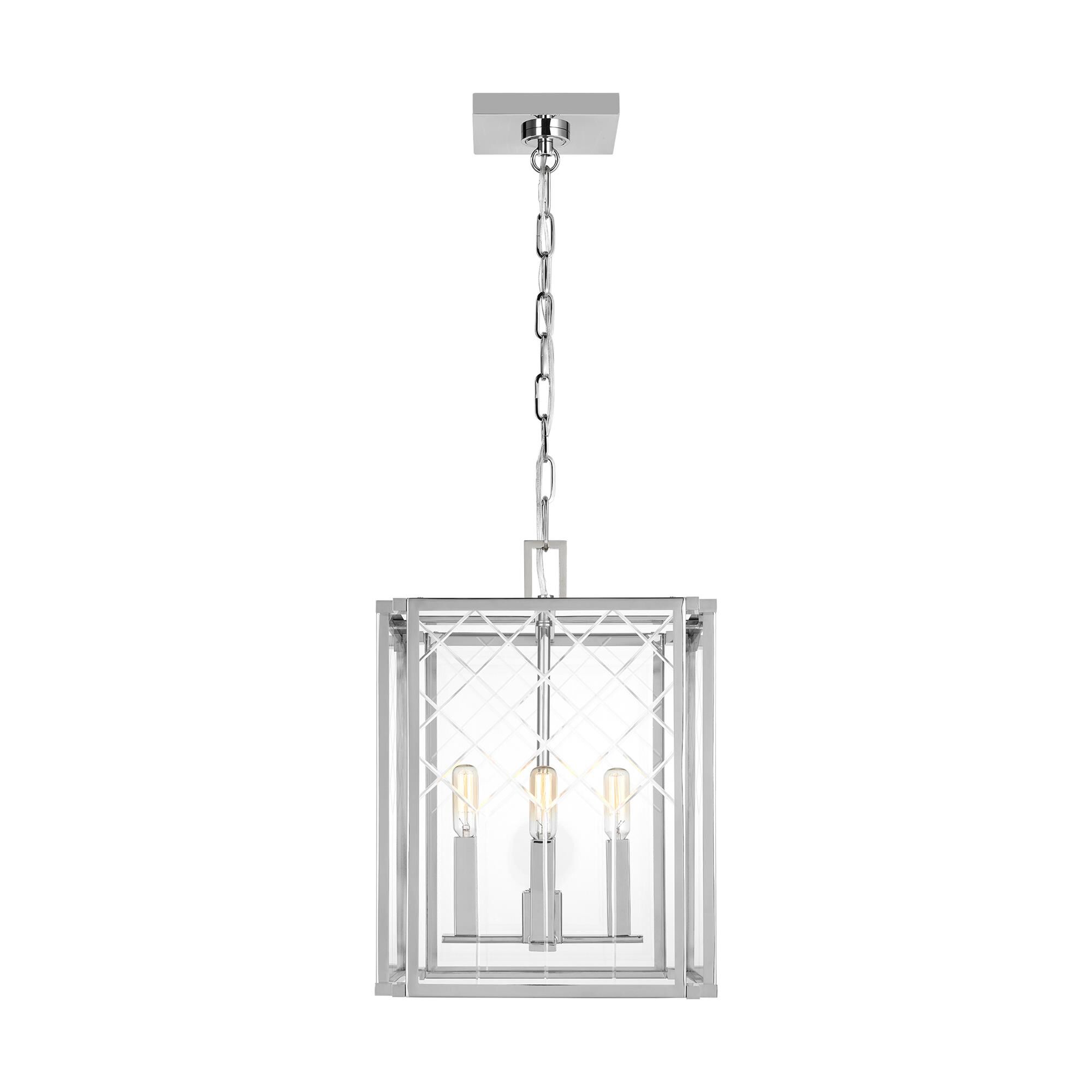 Shown in Polished Nickel finish and Clear With Diamond Cut Pattern glass