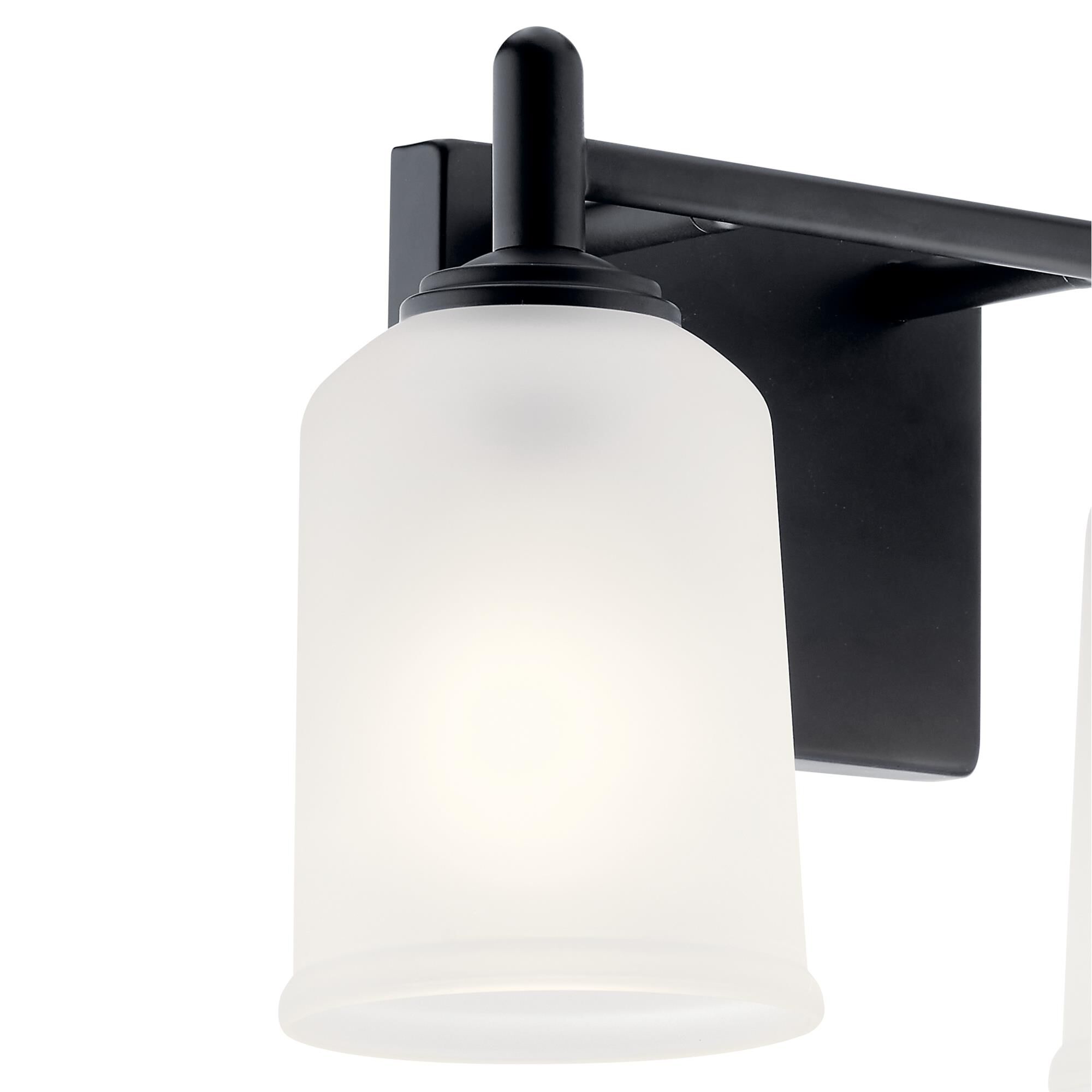 Shown in Black finish and Satin Etched glass
