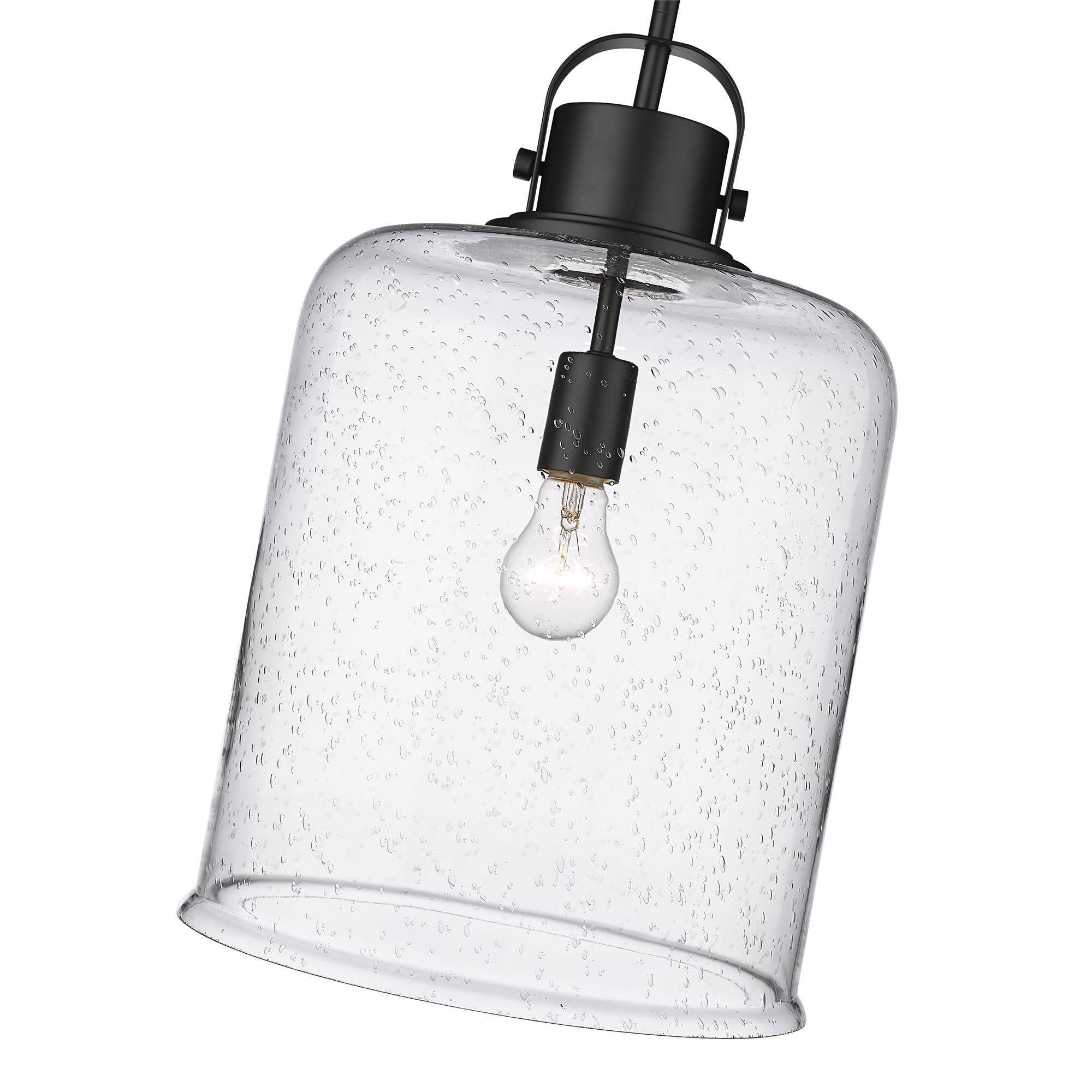 Shown in Matte Black finish and Glass shade