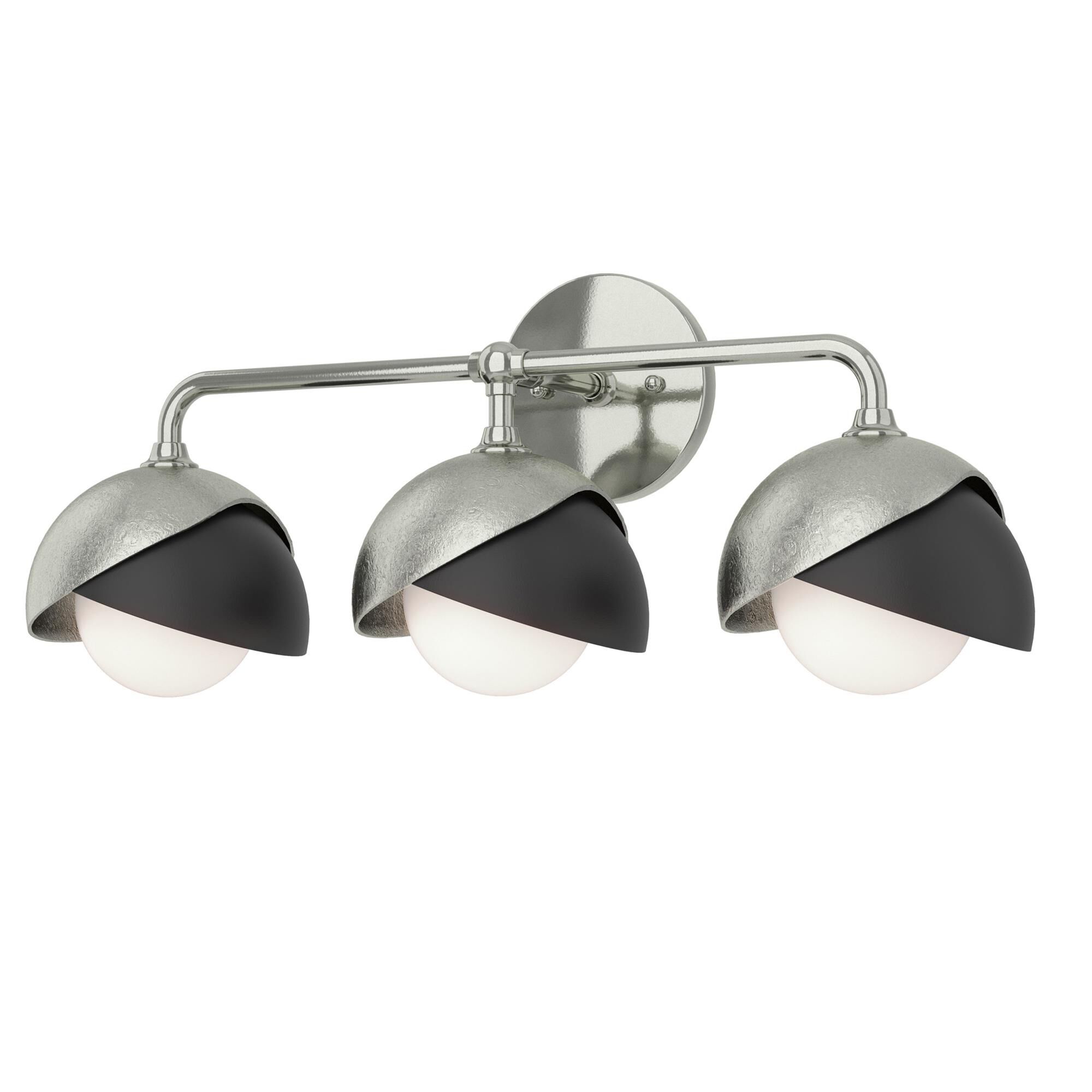 Shown in Sterling finish and Opal glass and Black accent
