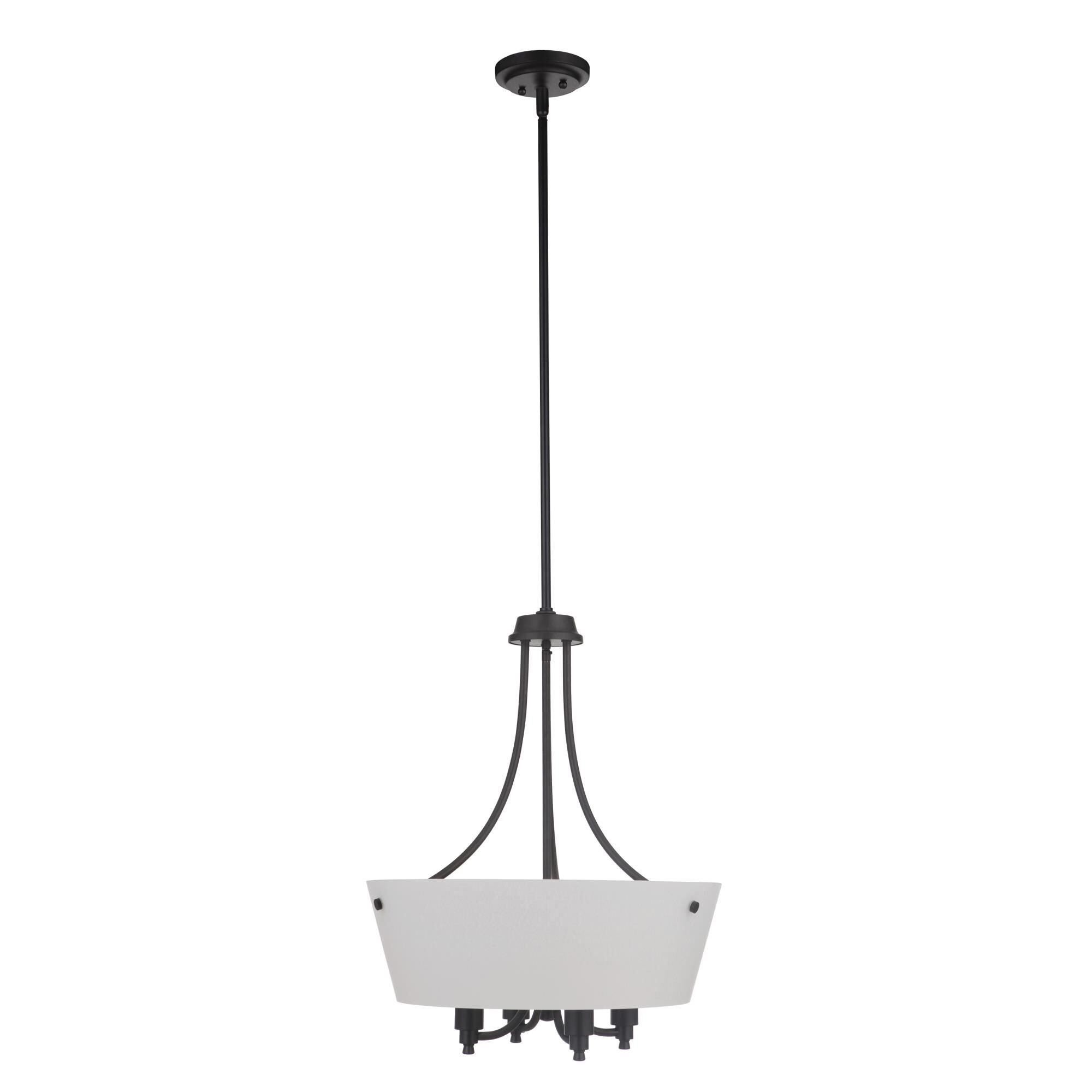 Shown in Flat Black finish and White Frosted glass and Glass shade