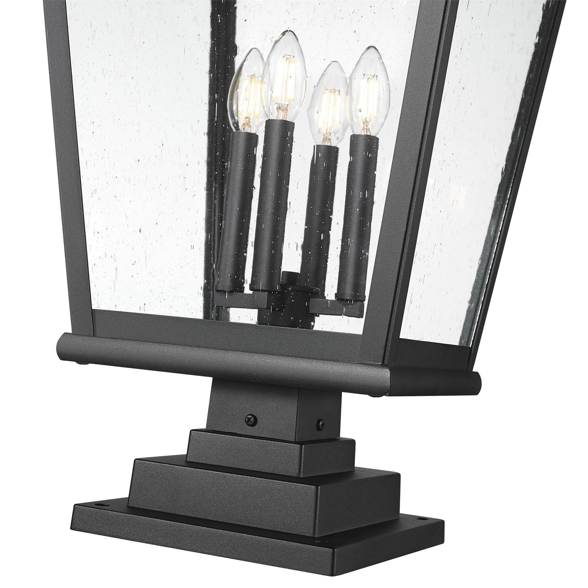 Shown in Sand Black finish and Clear Seedy glass