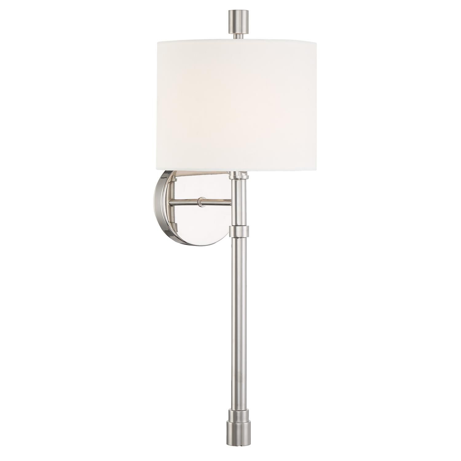 Shown in Polished Nickel finish and Silk glass and Silk shade