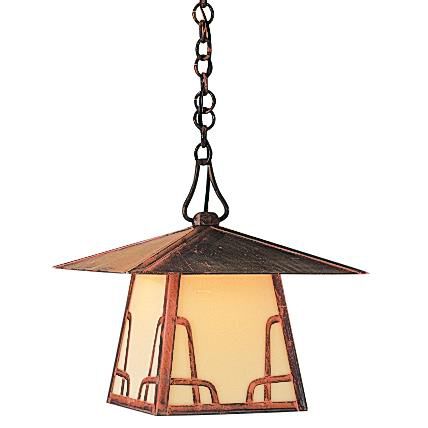 Shown in Raw Copper finish and Cream glass and Hillcrest accent