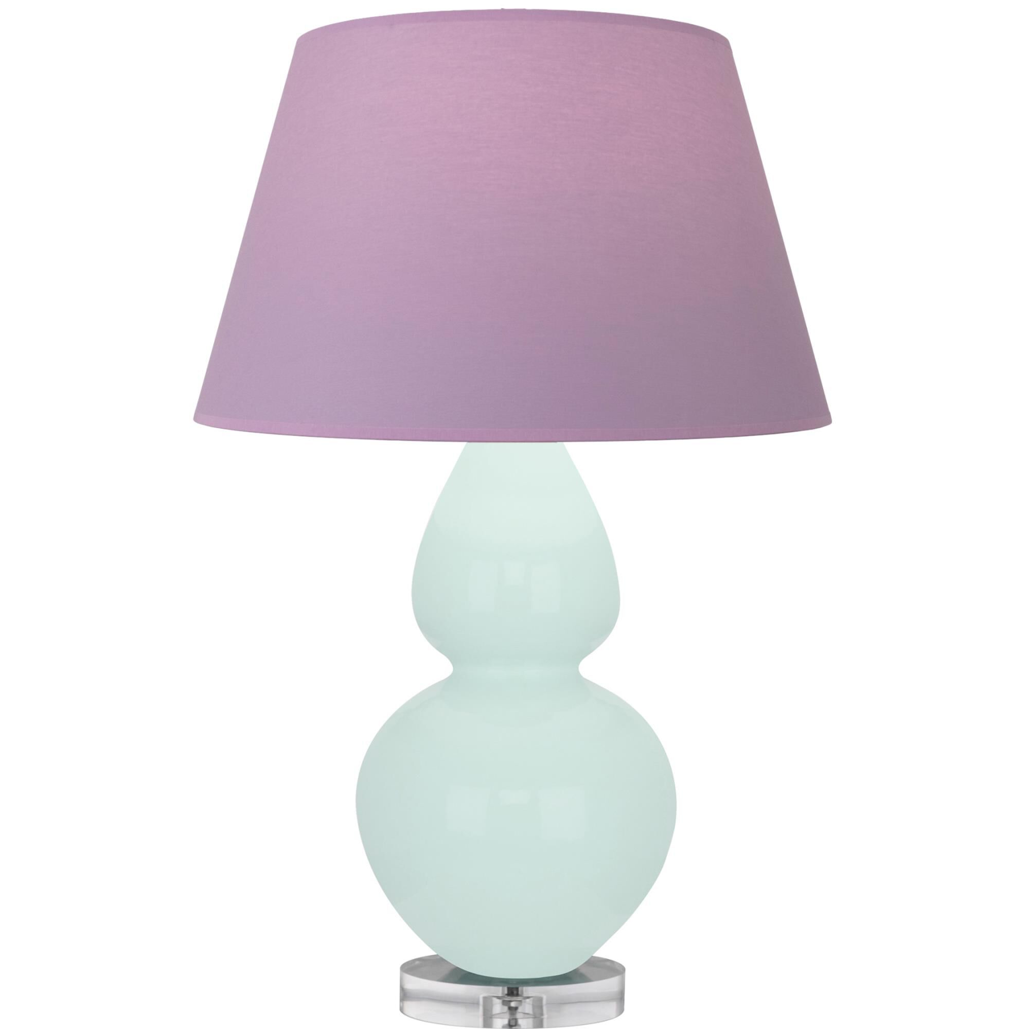 Shown in Mint Glazed finish and Lavender with Plum Lining shade and Lucite accent