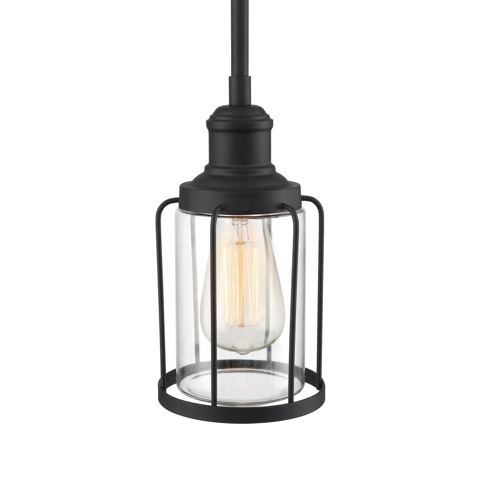 Shown in Earth Black finish and Clear Glass shade