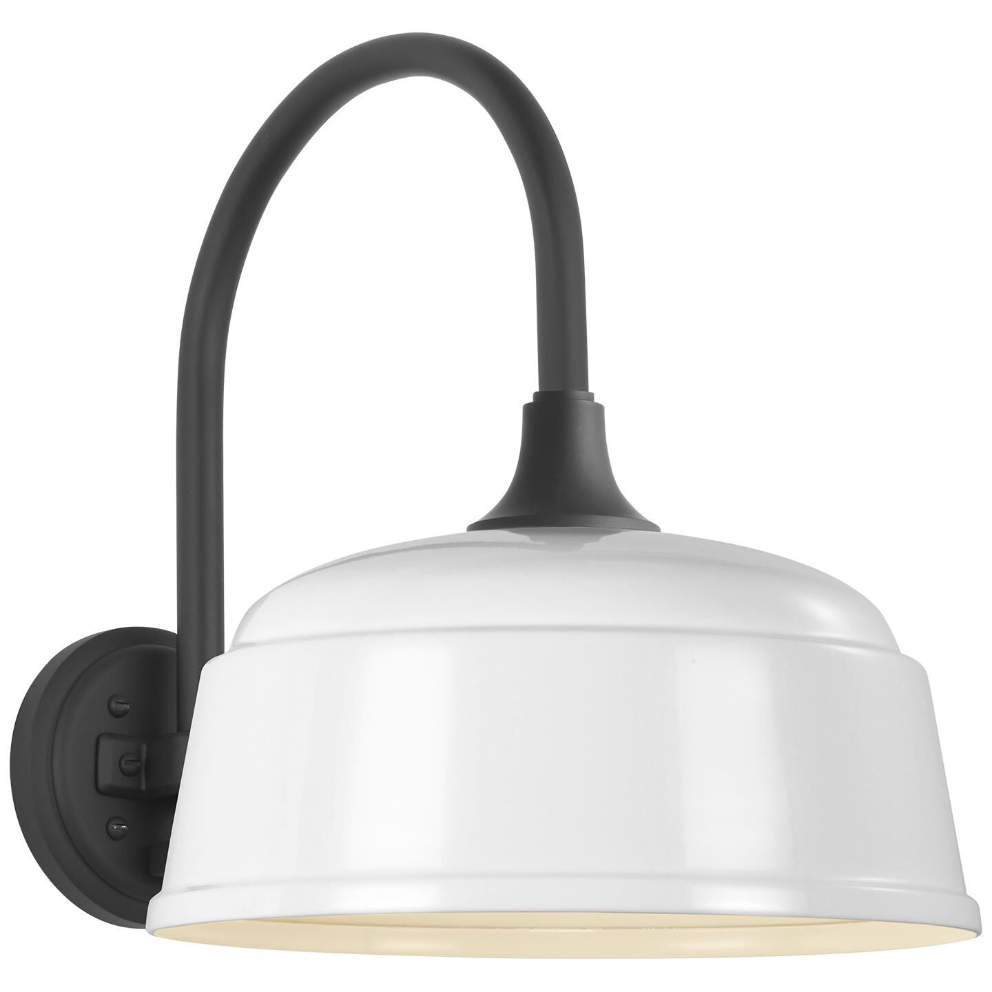 Shown in Matte Black finish and White Rockhouse shade