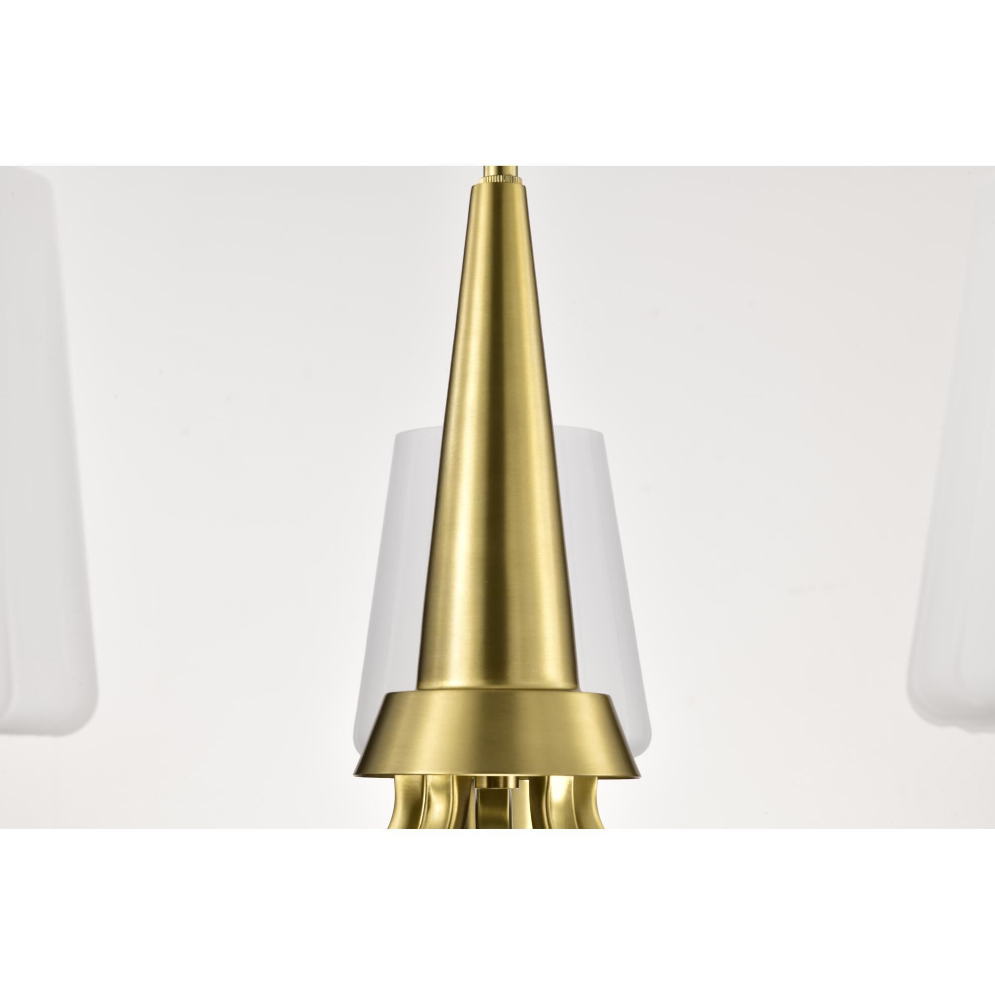 Shown in Vintage Brass finish and Etched White glass