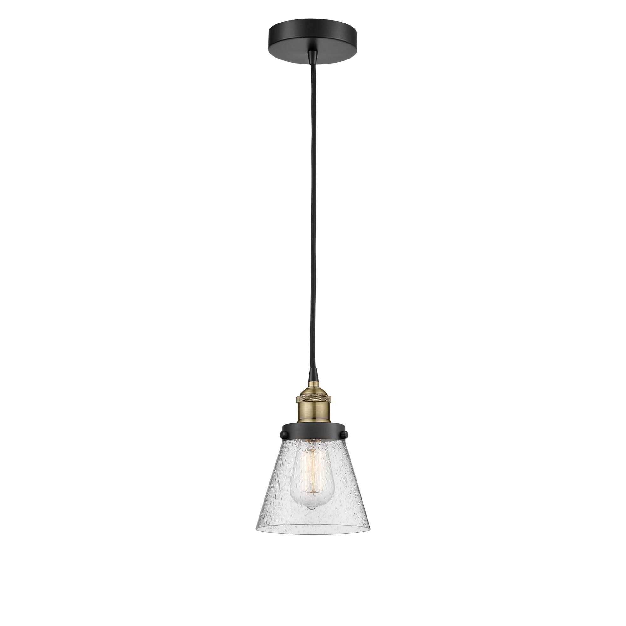 Shown in Black Antique Brass finish and Seedy glass
