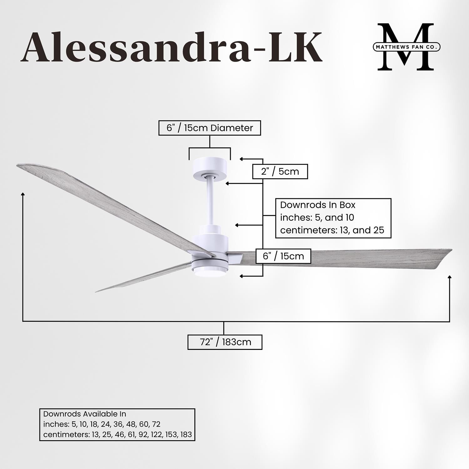 Alessandra 72 Inch Ceiling Fan by Matthews Fan Company