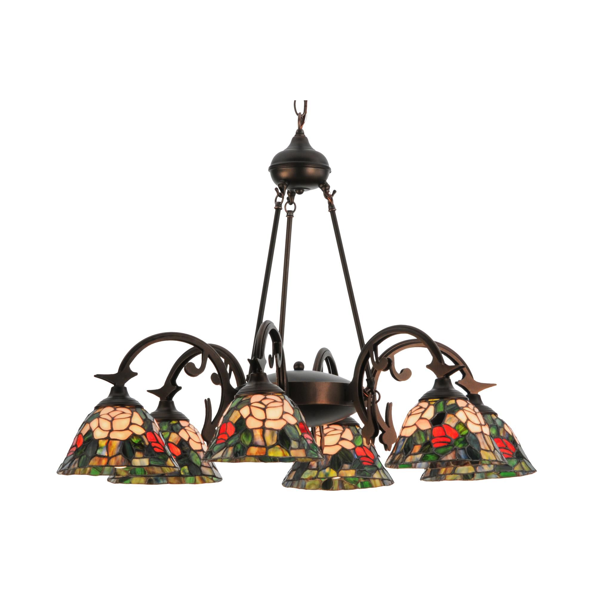 Tiffany Rosebush 32 Inch 6 Light Chandelier by Meyda Lighting
