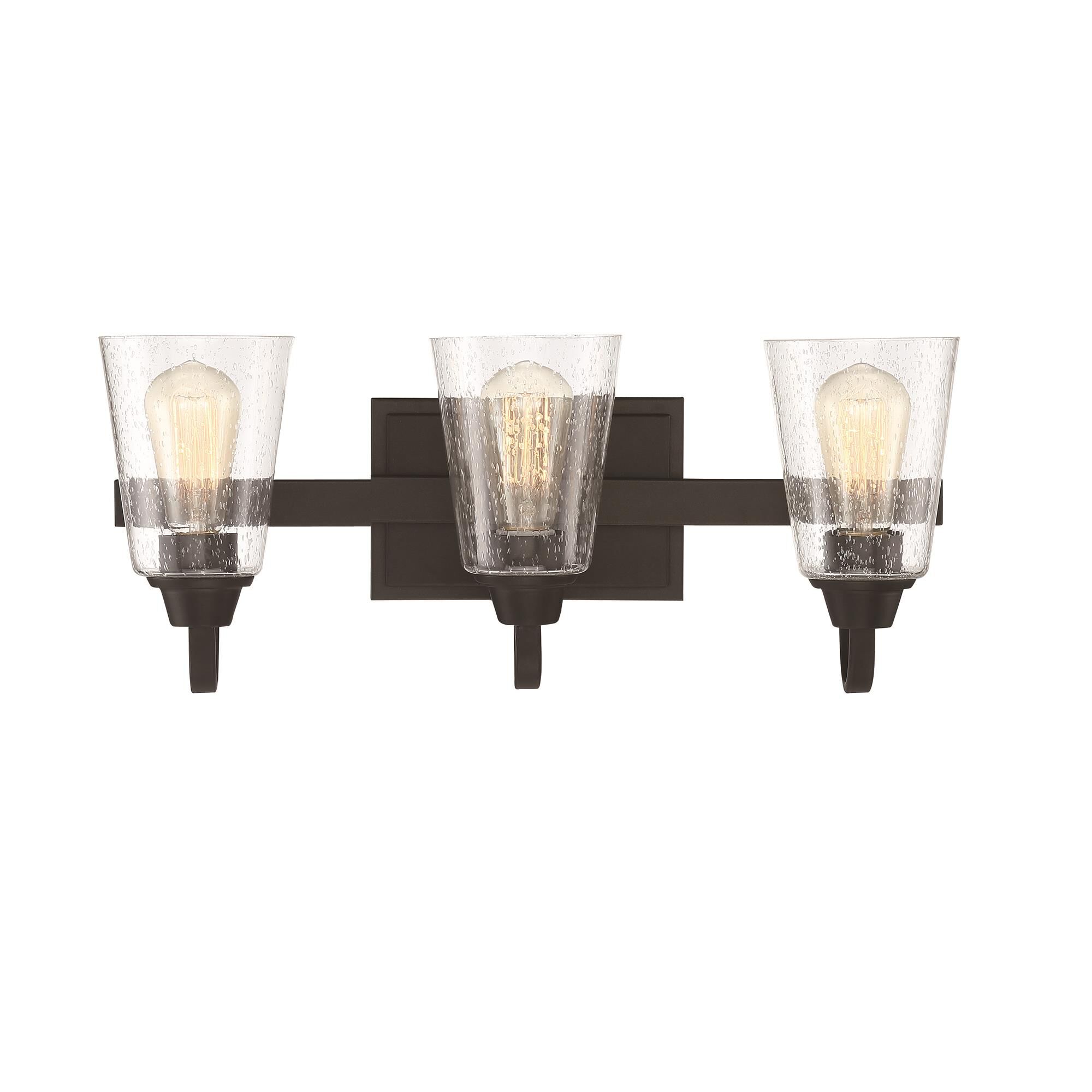 Shown in Espresso finish and Clear Seeded glass and Glass shade