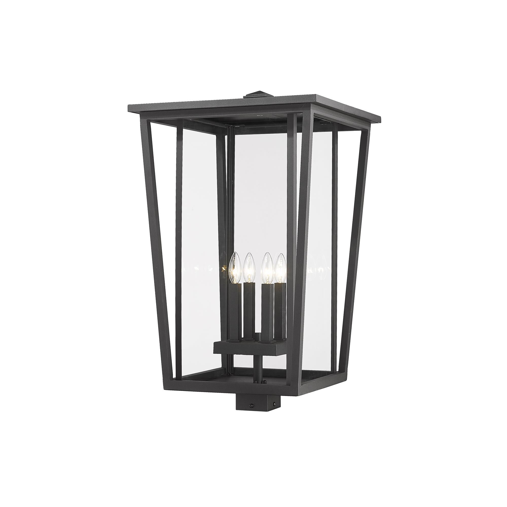 Shown in Black finish and Glass shade