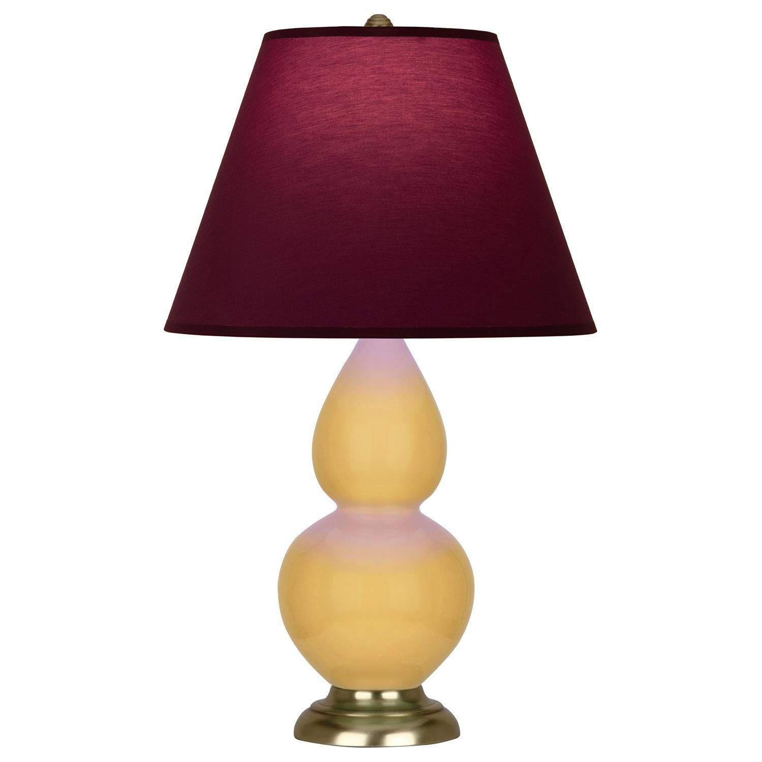 Shown in Sunset finish and Plum and Lavender shade and Antique Brass accent