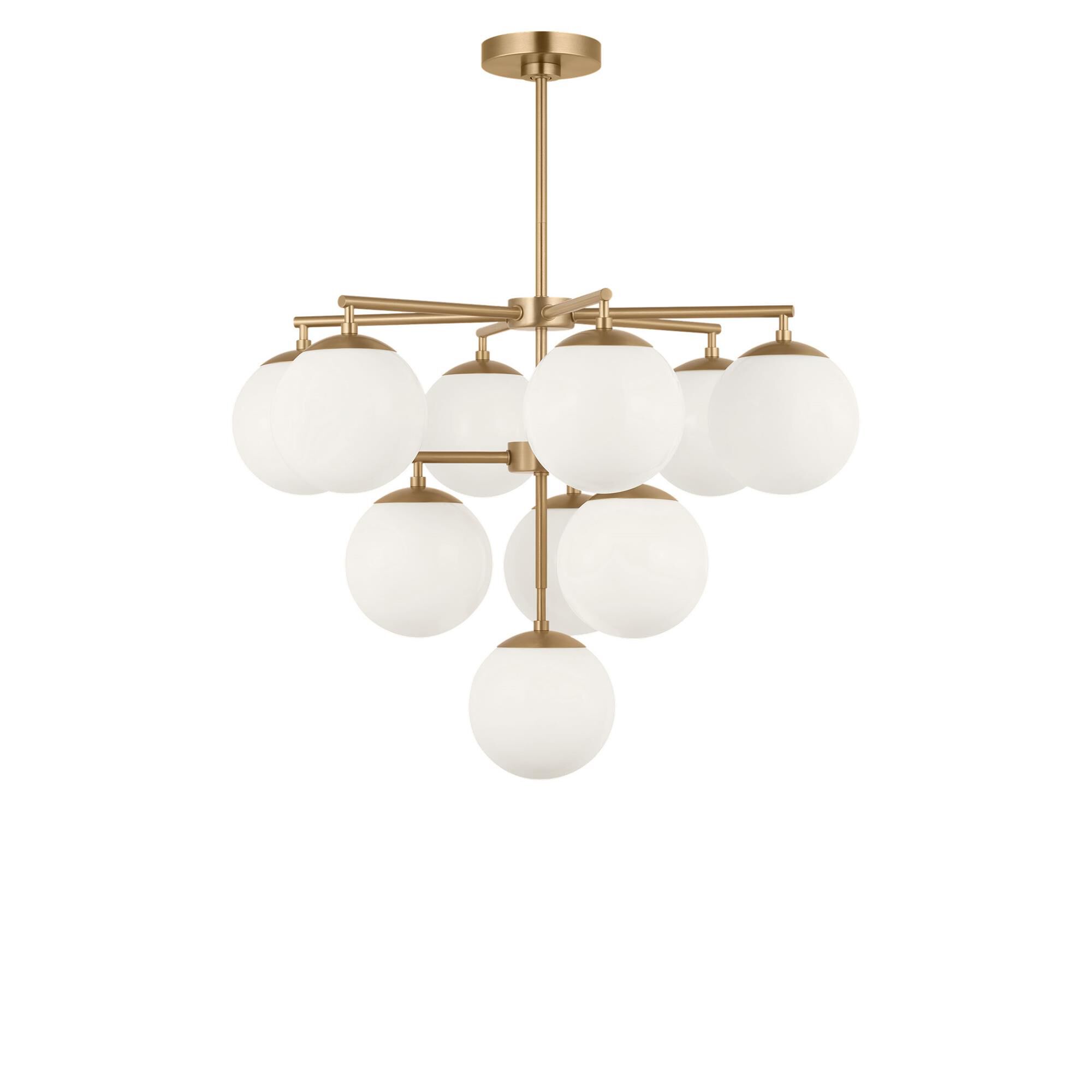 Shown in Satin Brass finish and Clear White glass