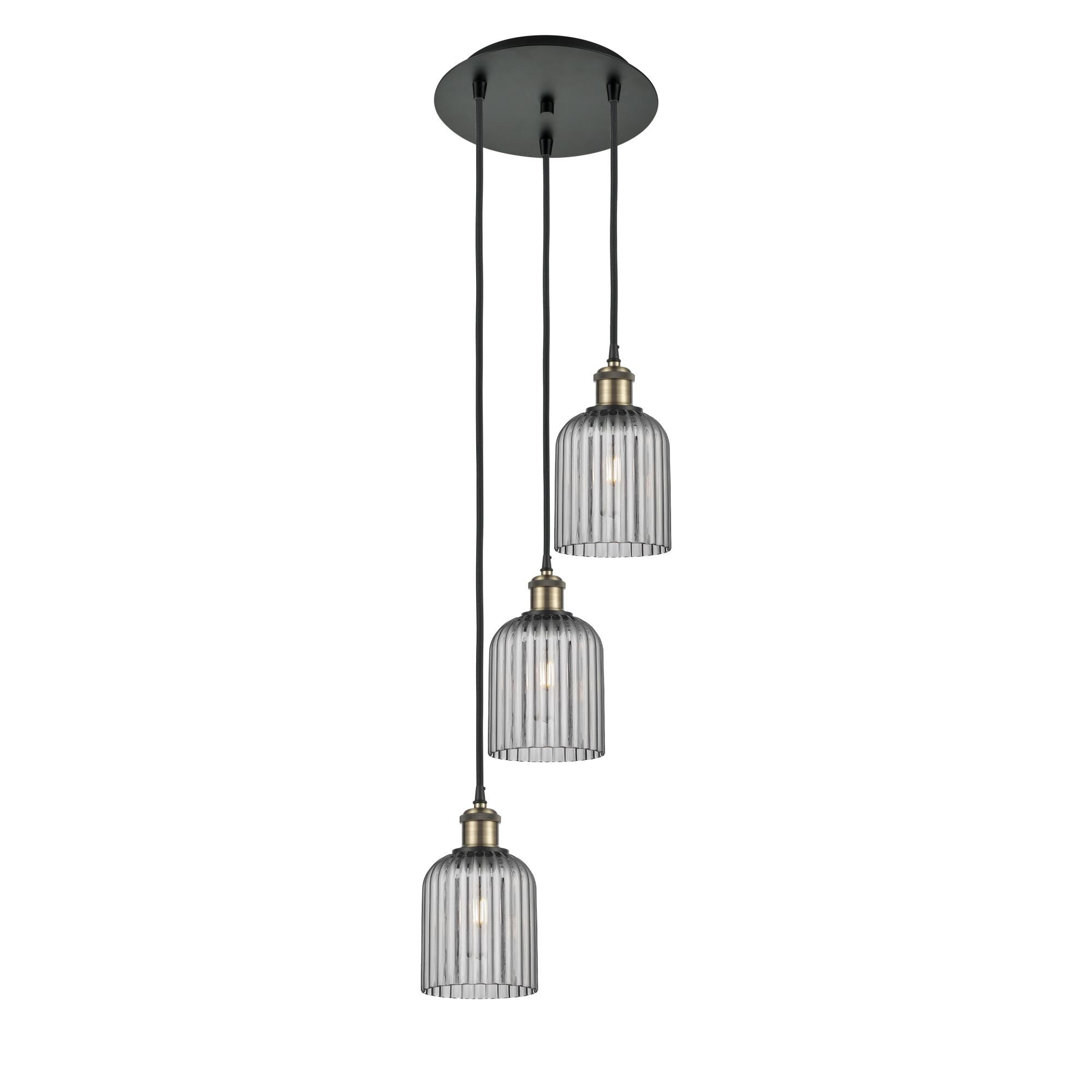 Shown in Black Antique Brass finish and Light Smoke shade