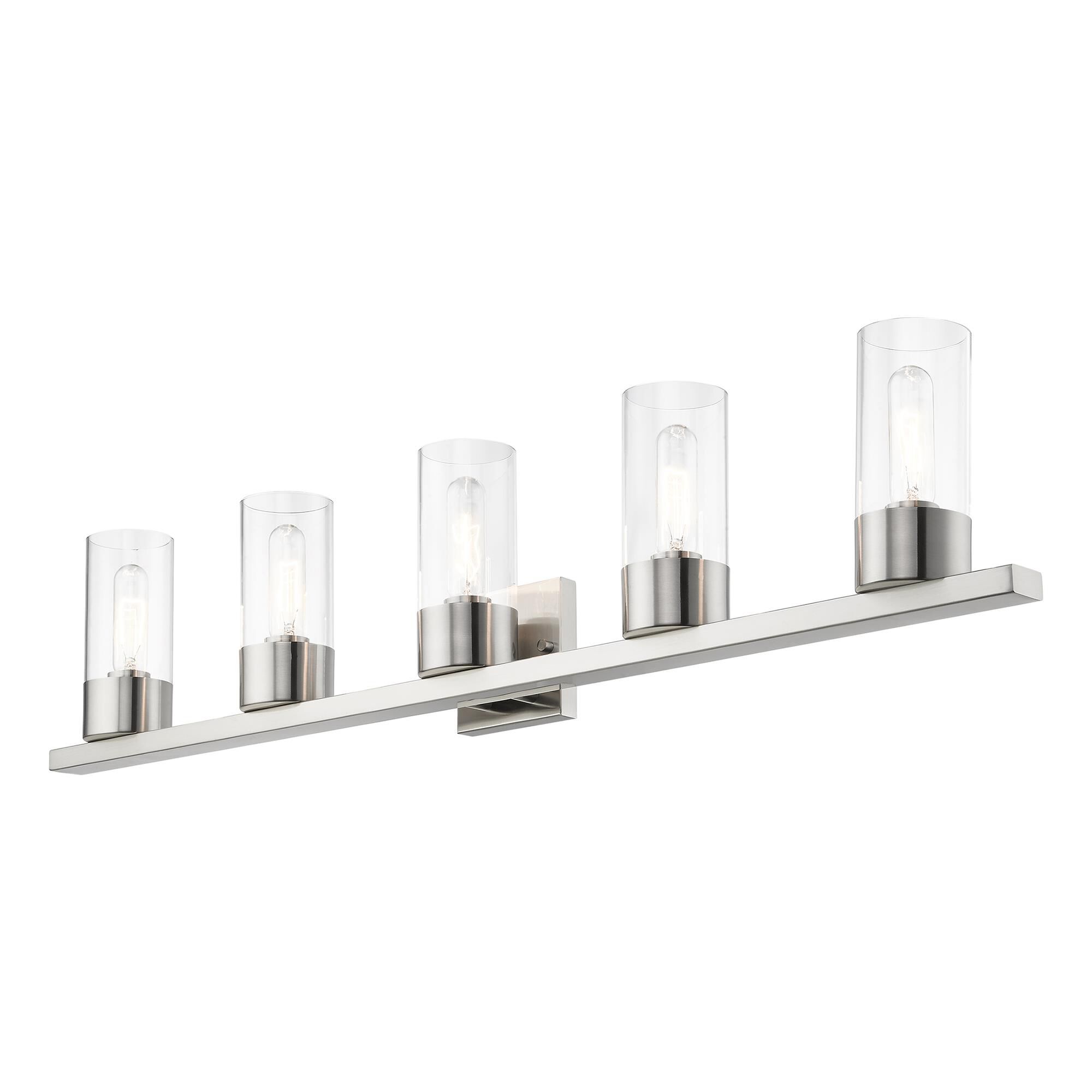 Shown in Brushed Nickel finish and Clear glass