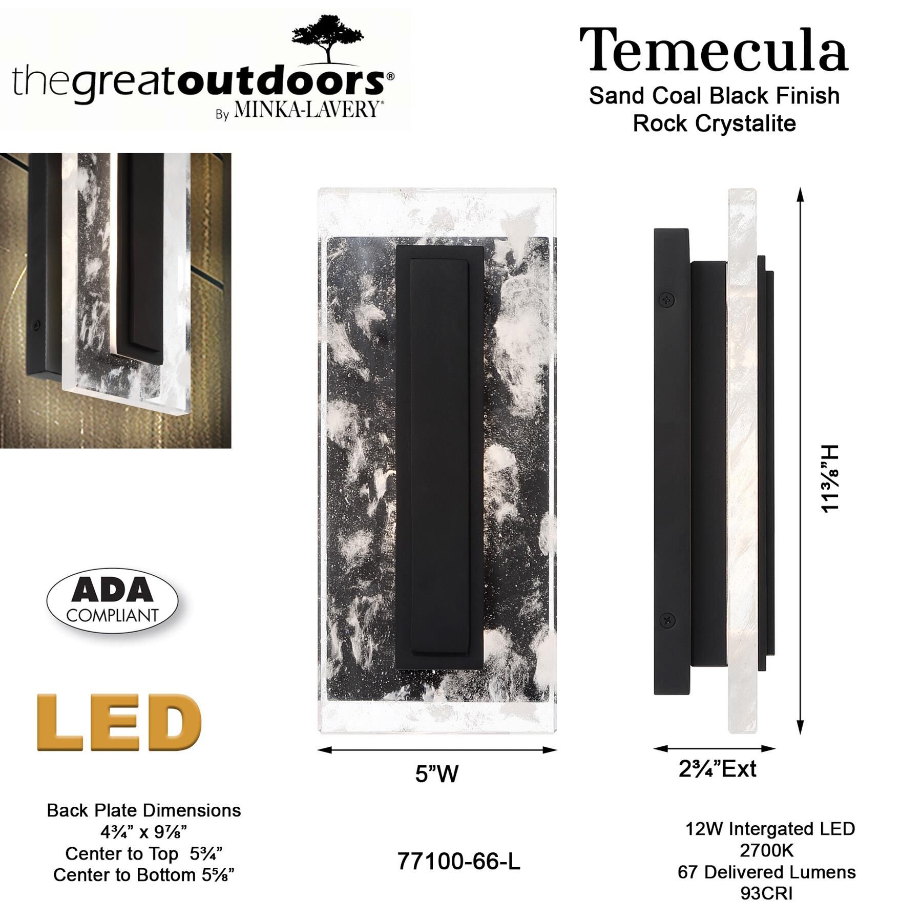 Shown in Sand Coal finish and Rock Crystalite glass