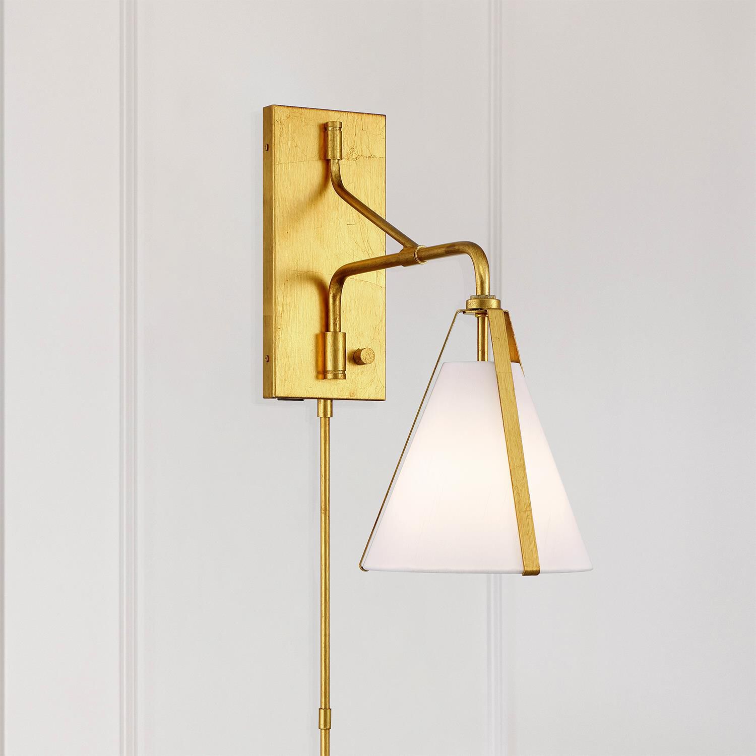 Shown in Antique Gold finish and Silk shade