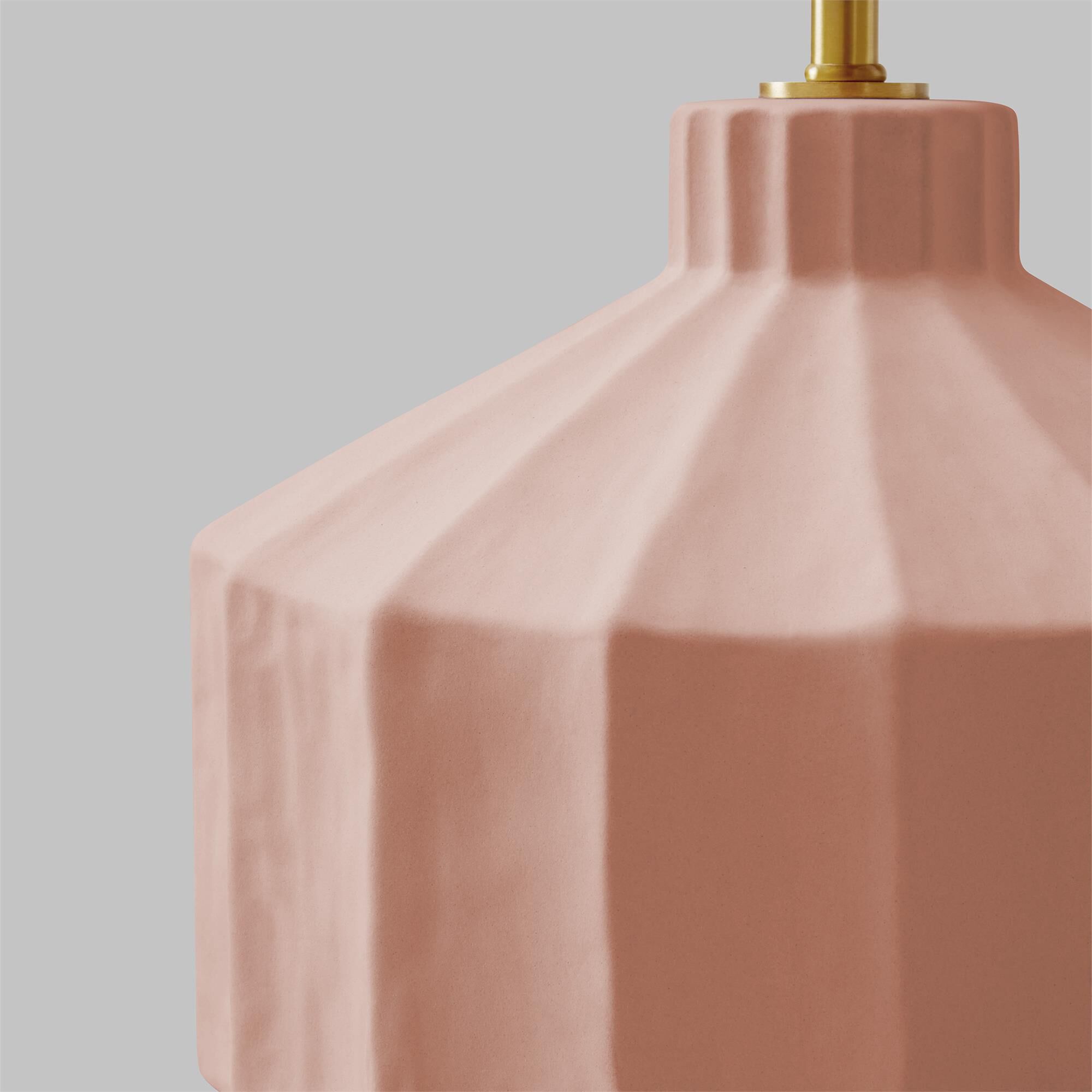 Shown in Dusty Rose finish and White Linen Fabric shade