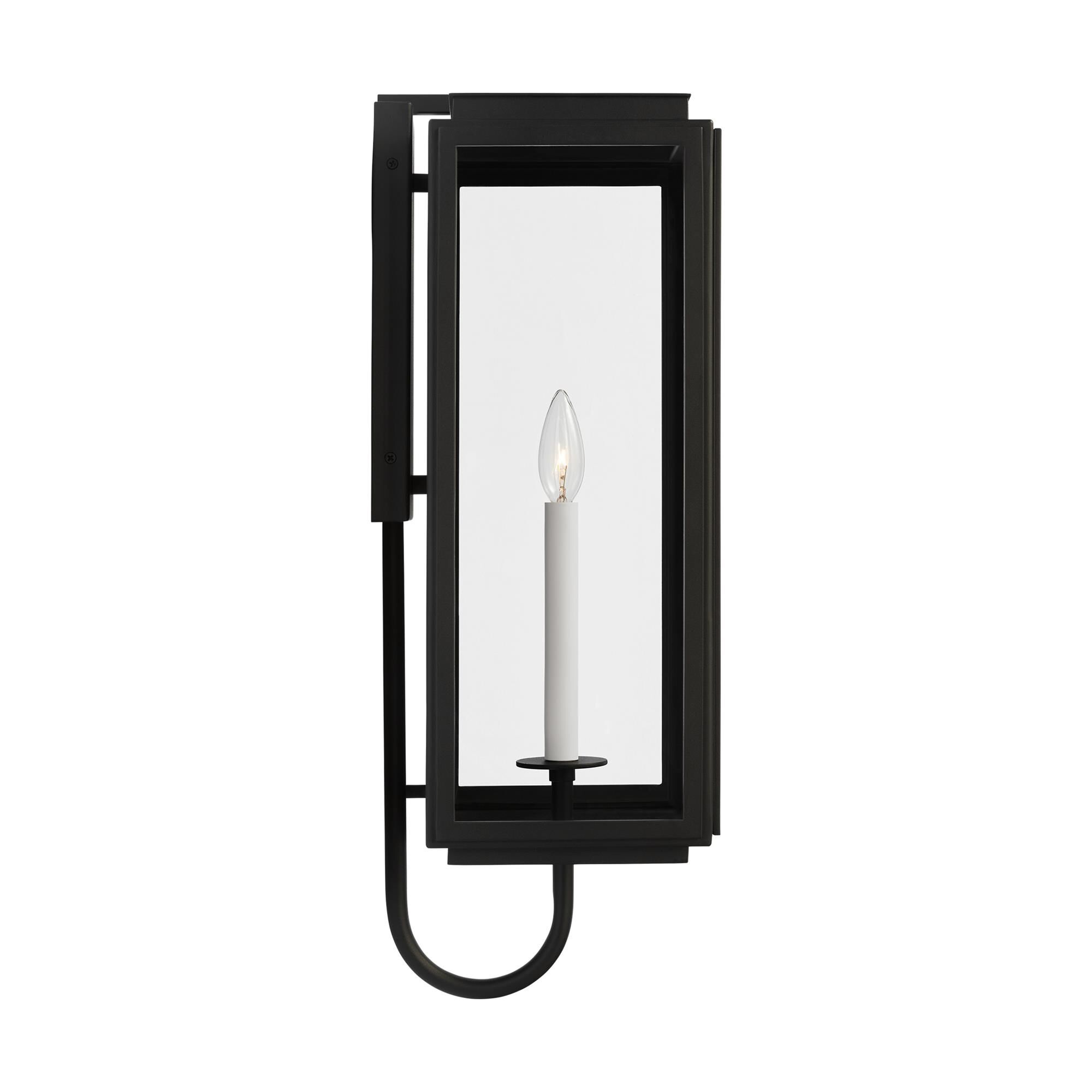 Shown in Textured Black finish and Clear Glass Panels shade