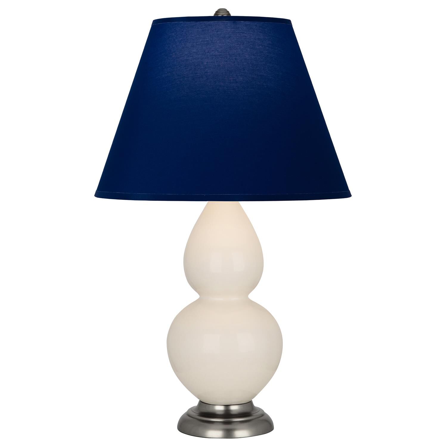 Shown in Bone finish and Navy and Gray shade and Antique Silver accent