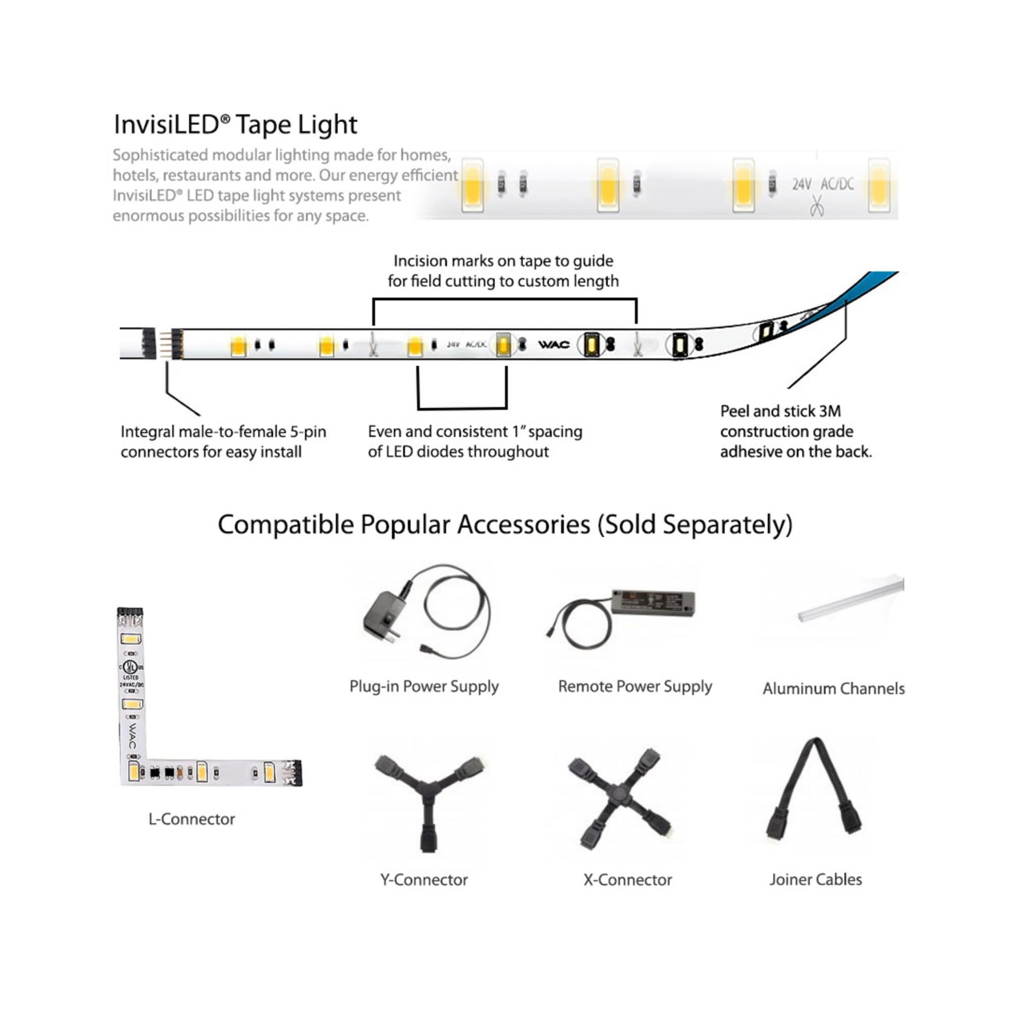 Invisiled 12 Inch LED Tape Light by WAC Lighting