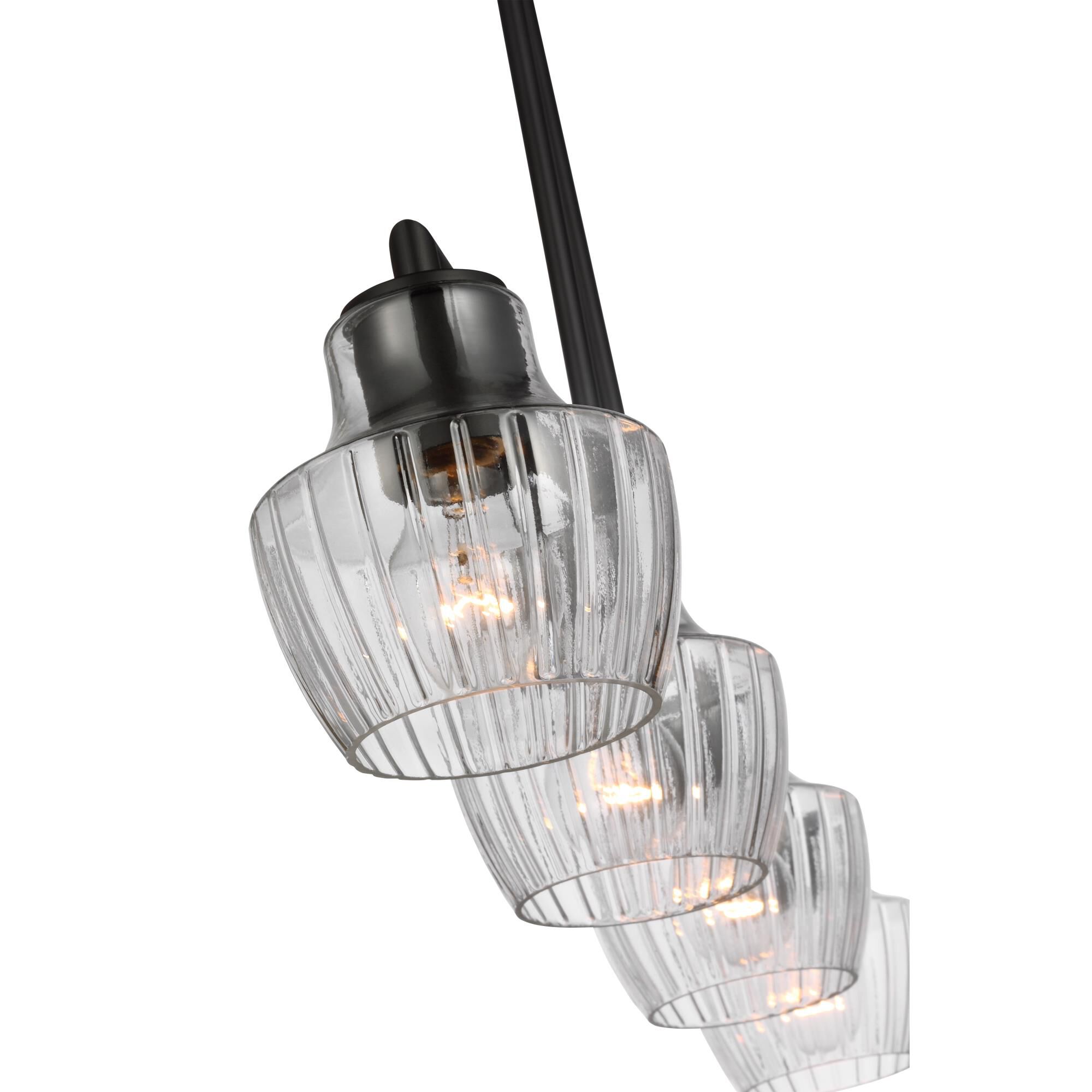 Shown in Black and Silver Accents finish and Clear Ribbed glass