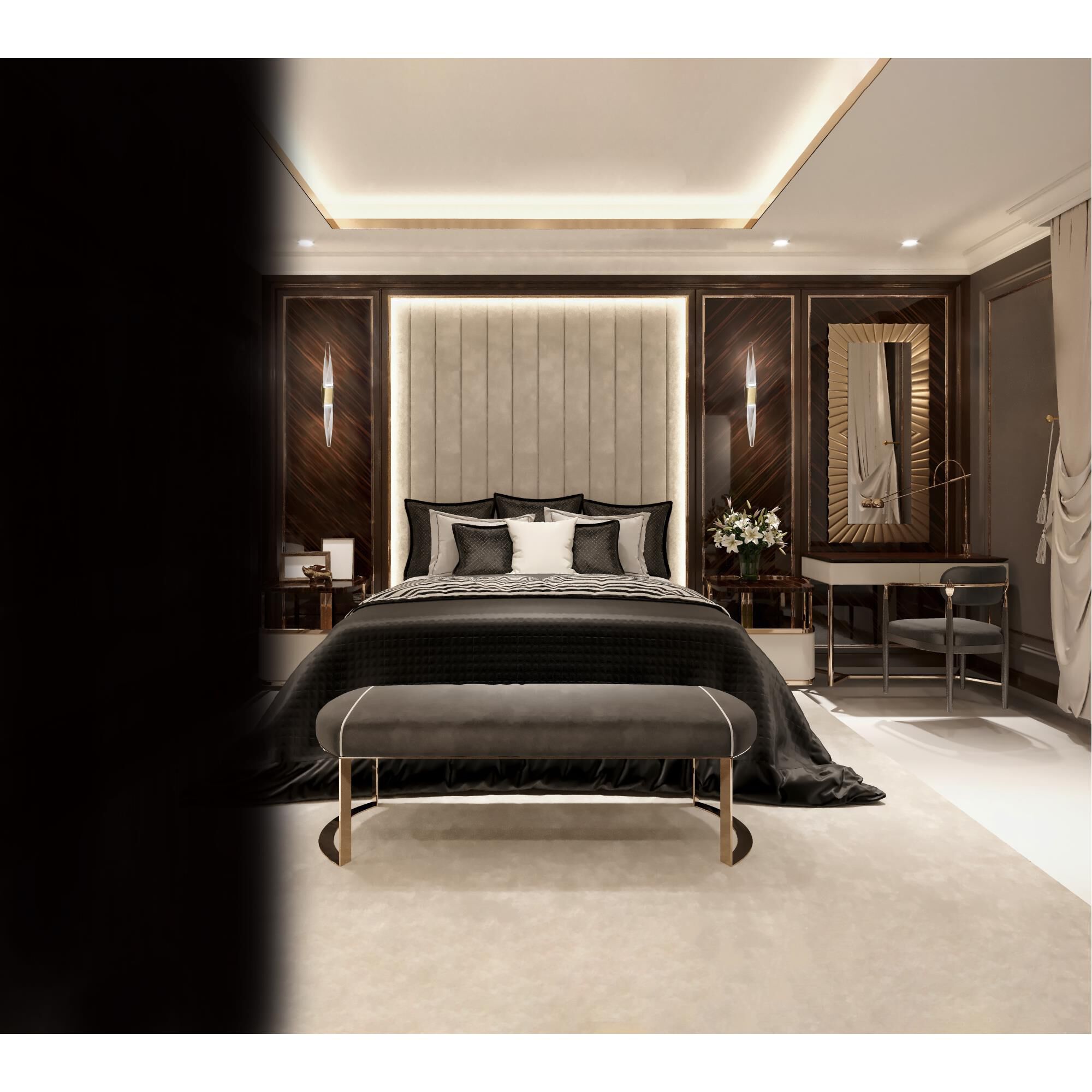 Shown in Black finish and Clear Optic crystal and Crystal glass