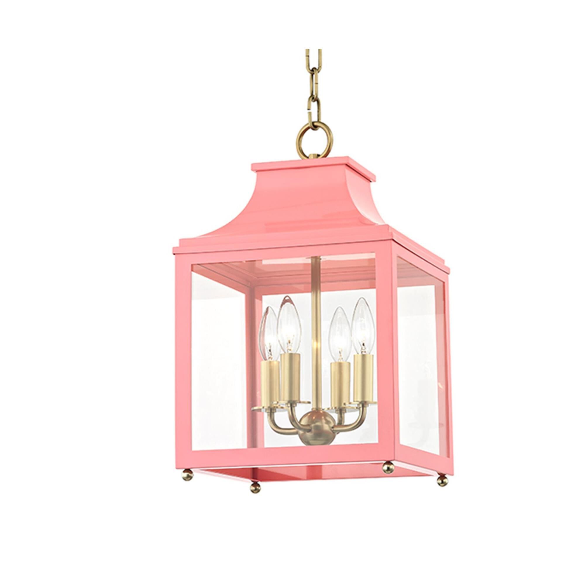 Shown in Aged Brass-Pink finish and Clear glass 