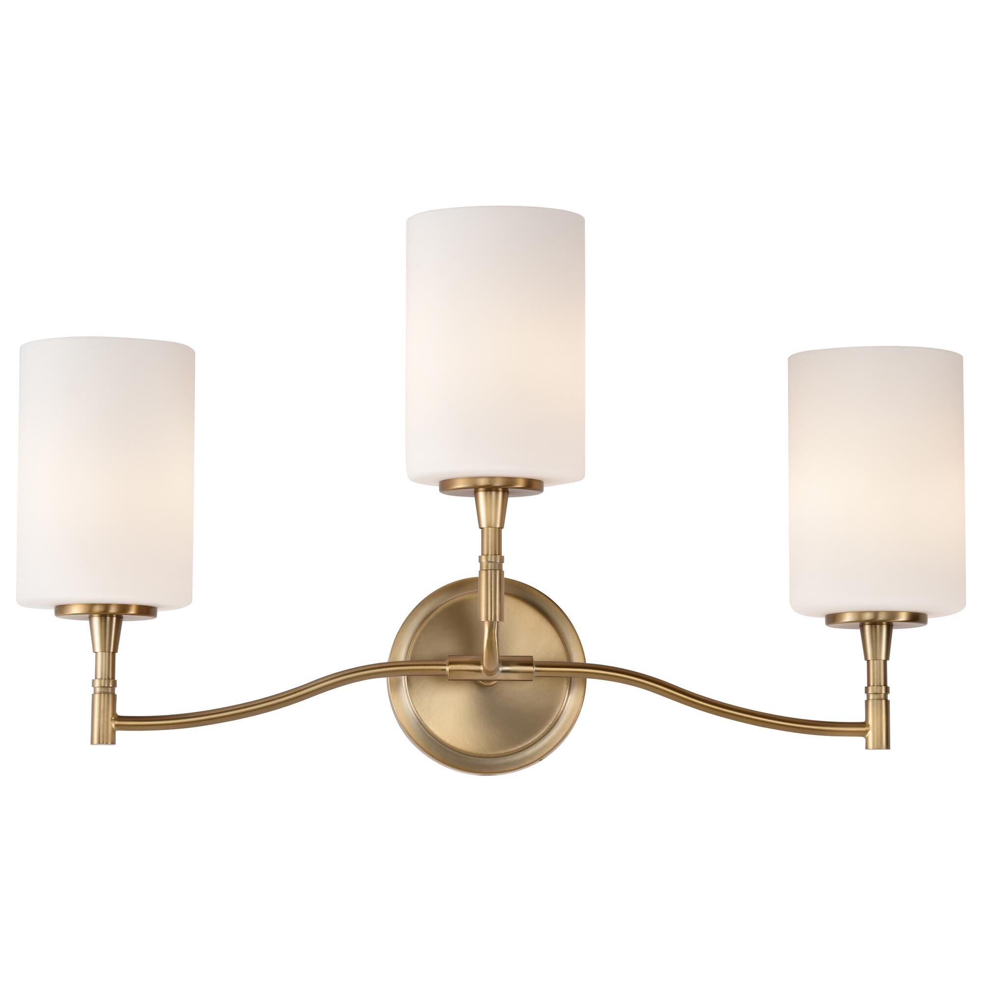 Shown in Burnished Brass finish and White Opal glass