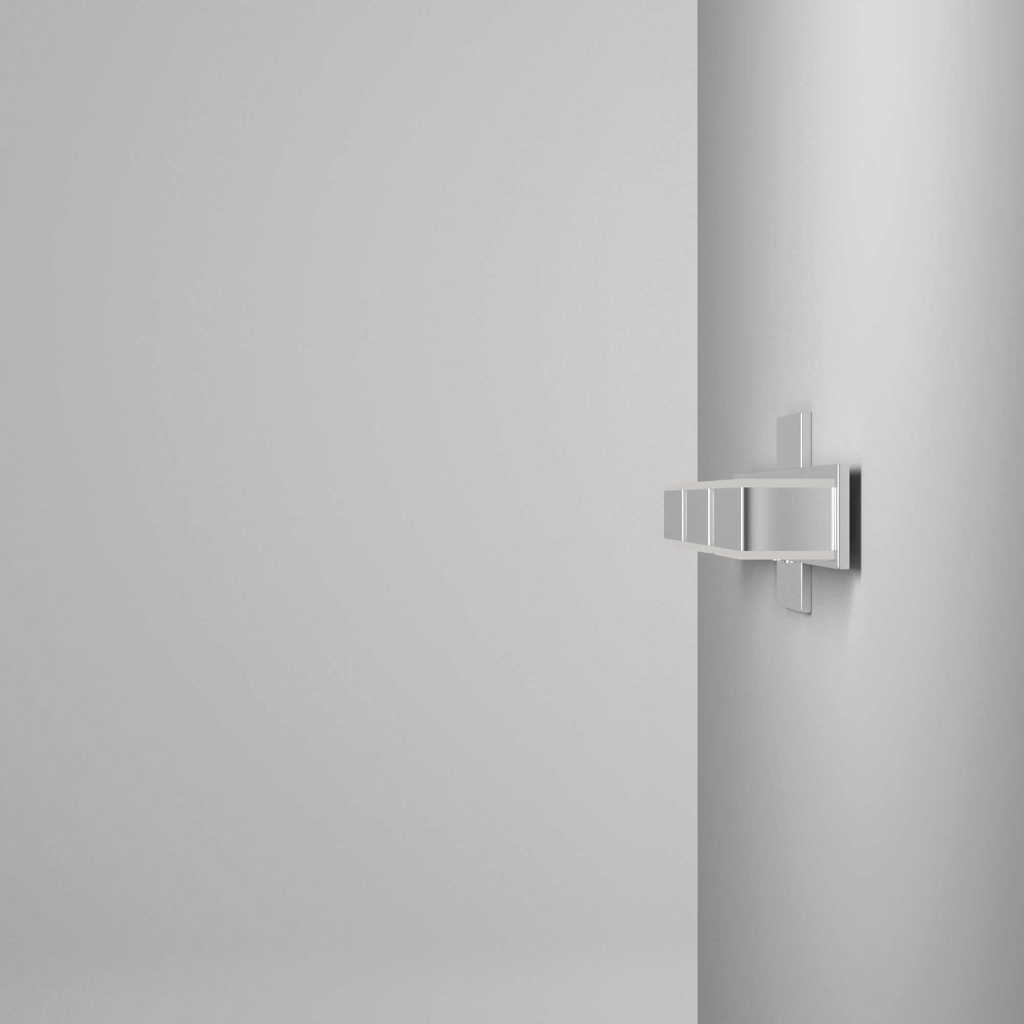 Shown in Polished Chrome finish and White glass